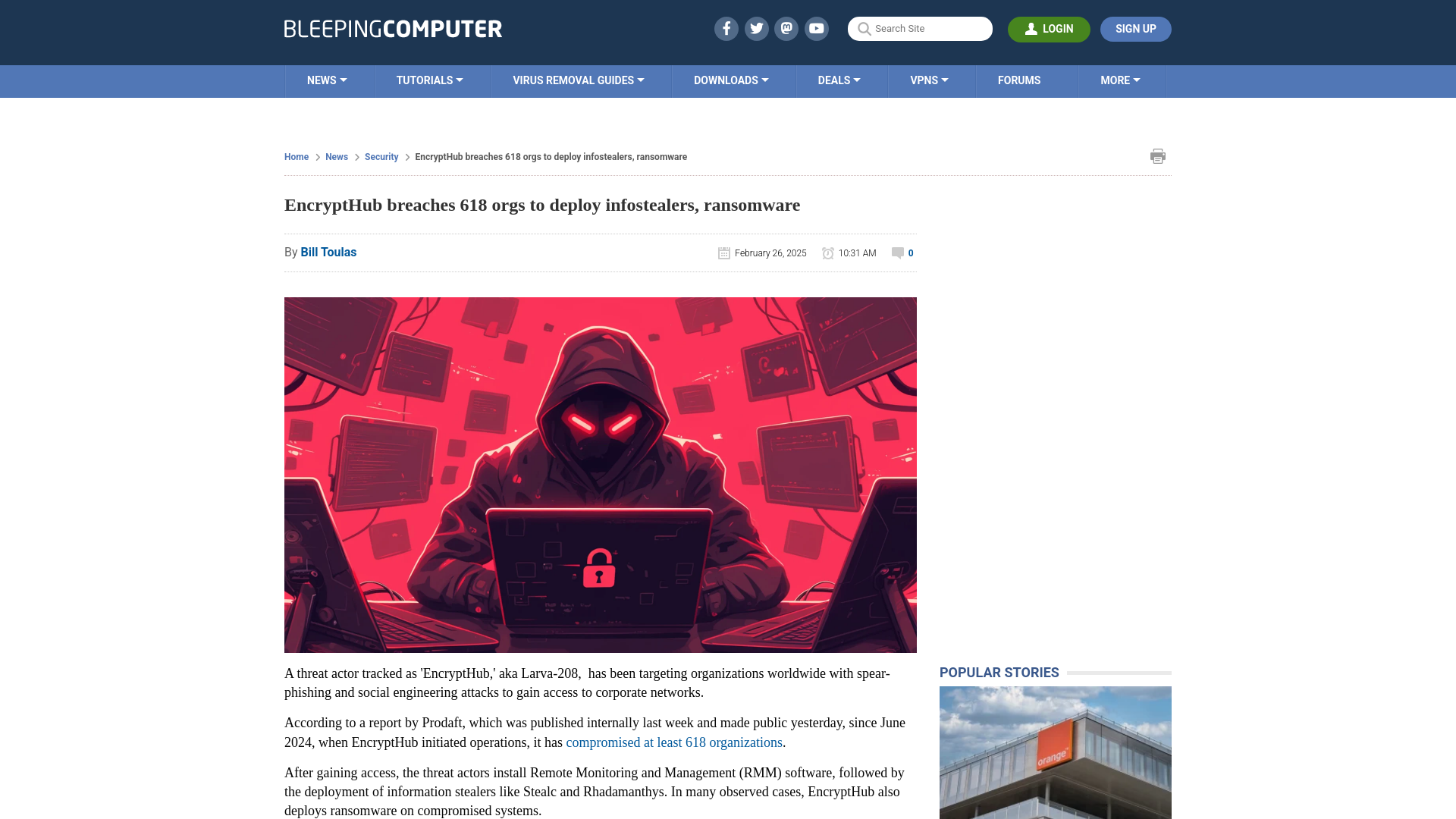 EncryptHub breaches 618 orgs to deploy infostealers, ransomware