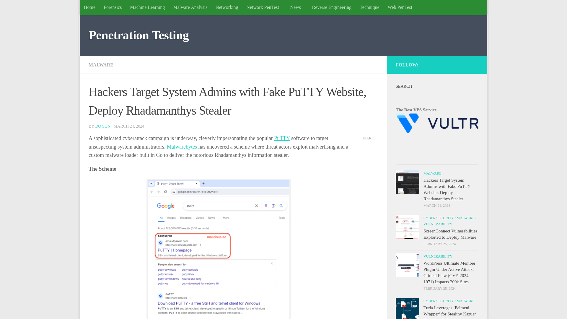 Hackers Target System Admins with Fake PuTTY Website, Deploy Rhadamanthys Stealer