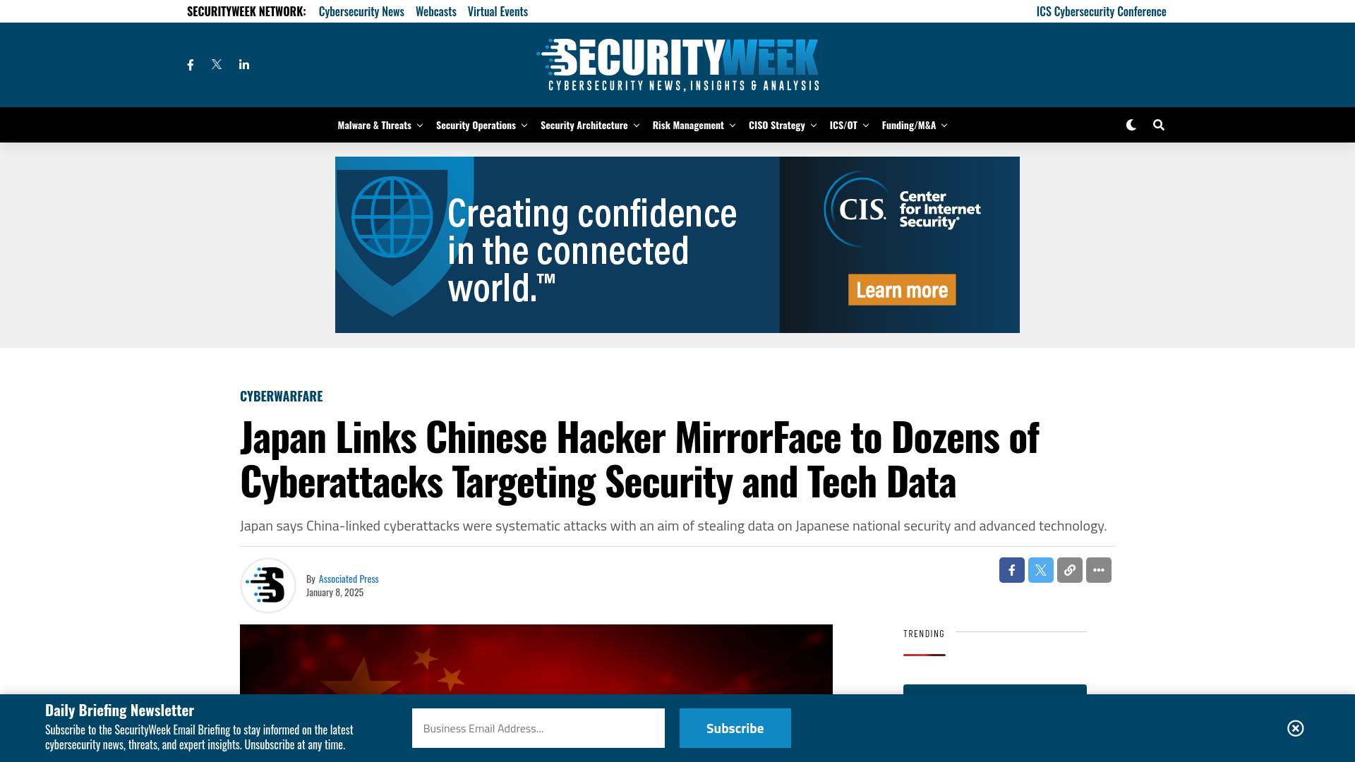 Japan Links Chinese Hacker MirrorFace to Dozens of Cyberattacks Targeting Security and Tech Data - SecurityWeek