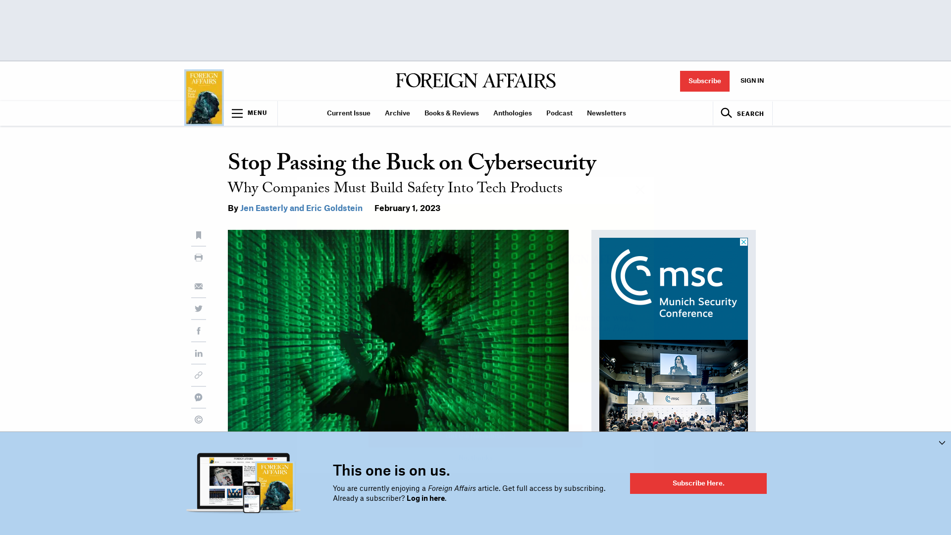 Stop Passing the Buck on Cybersecurity | Foreign Affairs