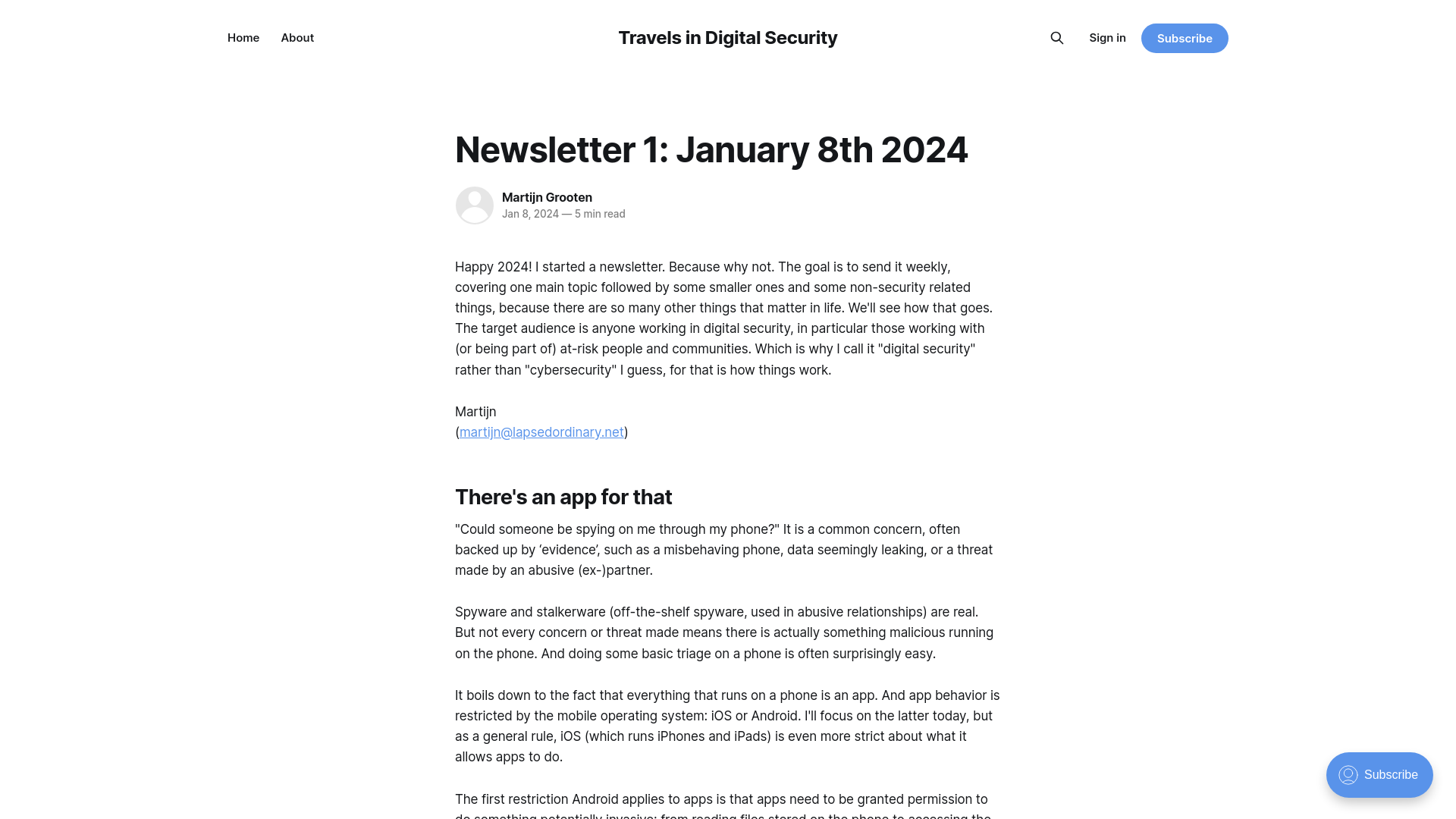 Newsletter 1: January 8th 2024