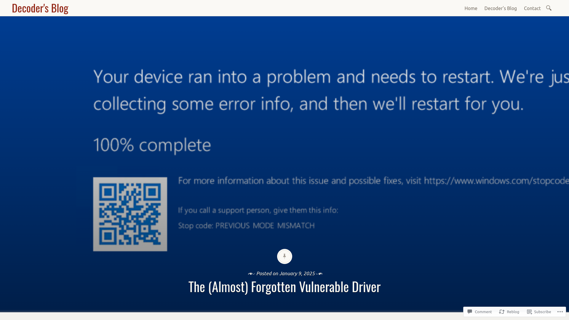 The (Almost) Forgotten Vulnerable Driver – Decoder's Blog