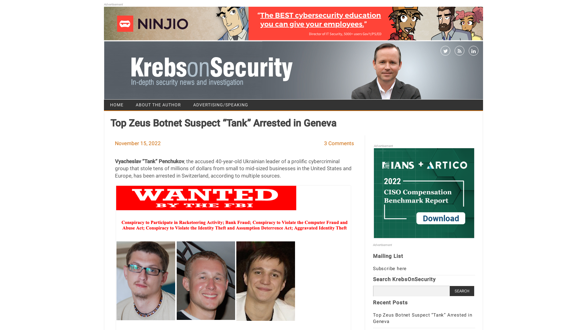 Top Zeus Botnet Suspect “Tank” Arrested in Geneva – Krebs on Security