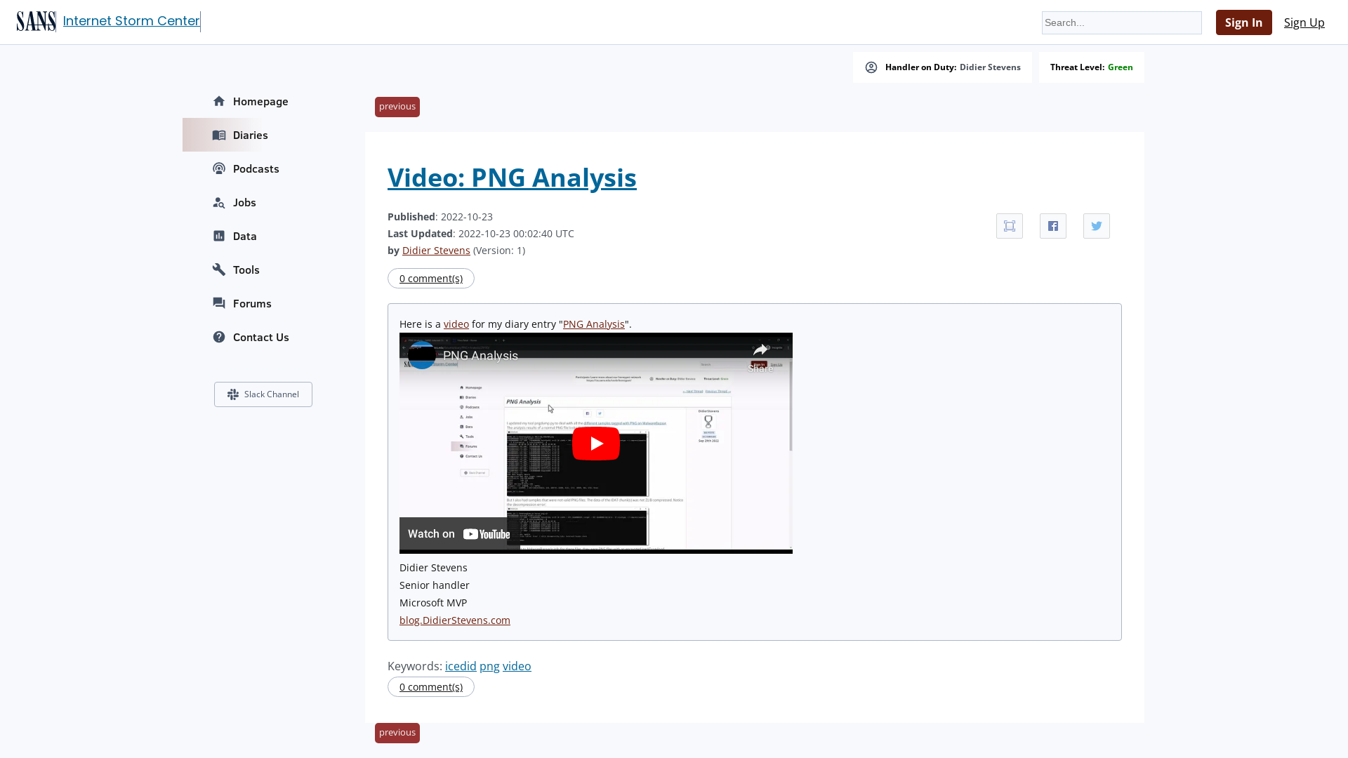 InfoSec Handlers Diary Blog - SANS Internet Storm Center