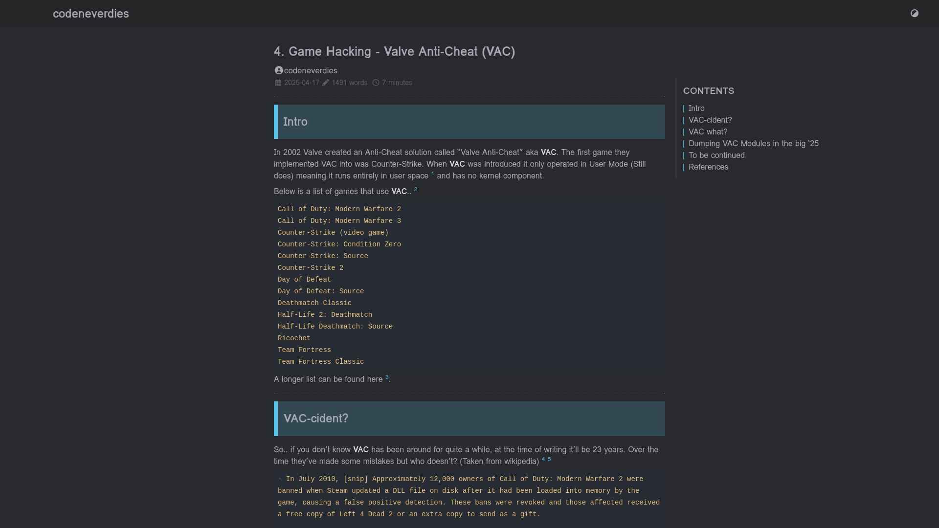 4. Game Hacking - Valve Anti-Cheat (VAC) - codeneverdies!