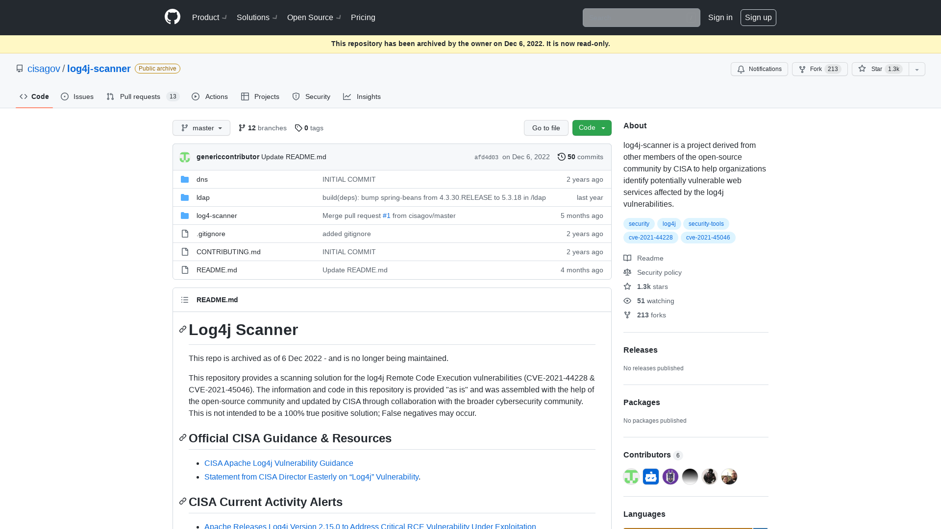 GitHub - cisagov/log4j-scanner: log4j-scanner is a project derived from other members of the open-source community by CISA to help organizations identify potentially vulnerable web services affected by the log4j vulnerabilities.
