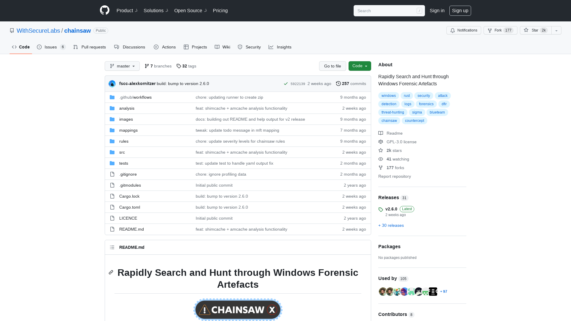 GitHub - WithSecureLabs/chainsaw: Rapidly Search and Hunt through Windows Forensic Artefacts