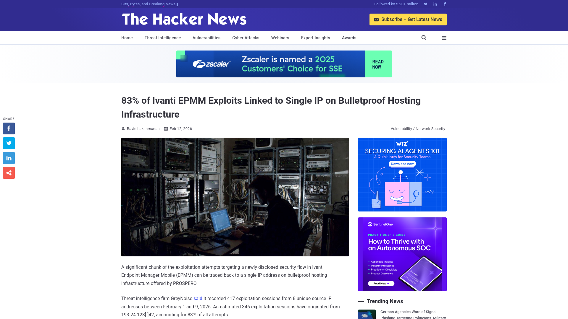 83% of Ivanti EPMM Exploits Linked to Single IP on Bulletproof Hosting Infrastructure