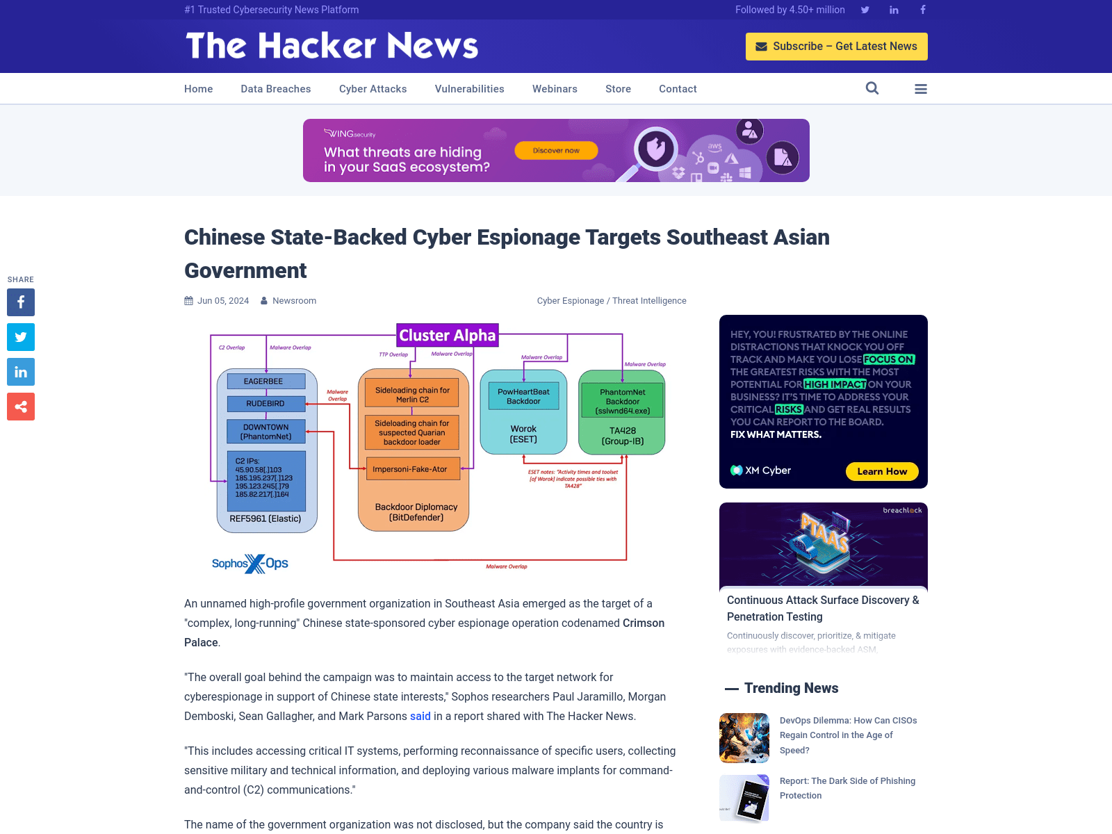 Chinese State-Backed Cyber Espionage Targets Southeast Asian Government