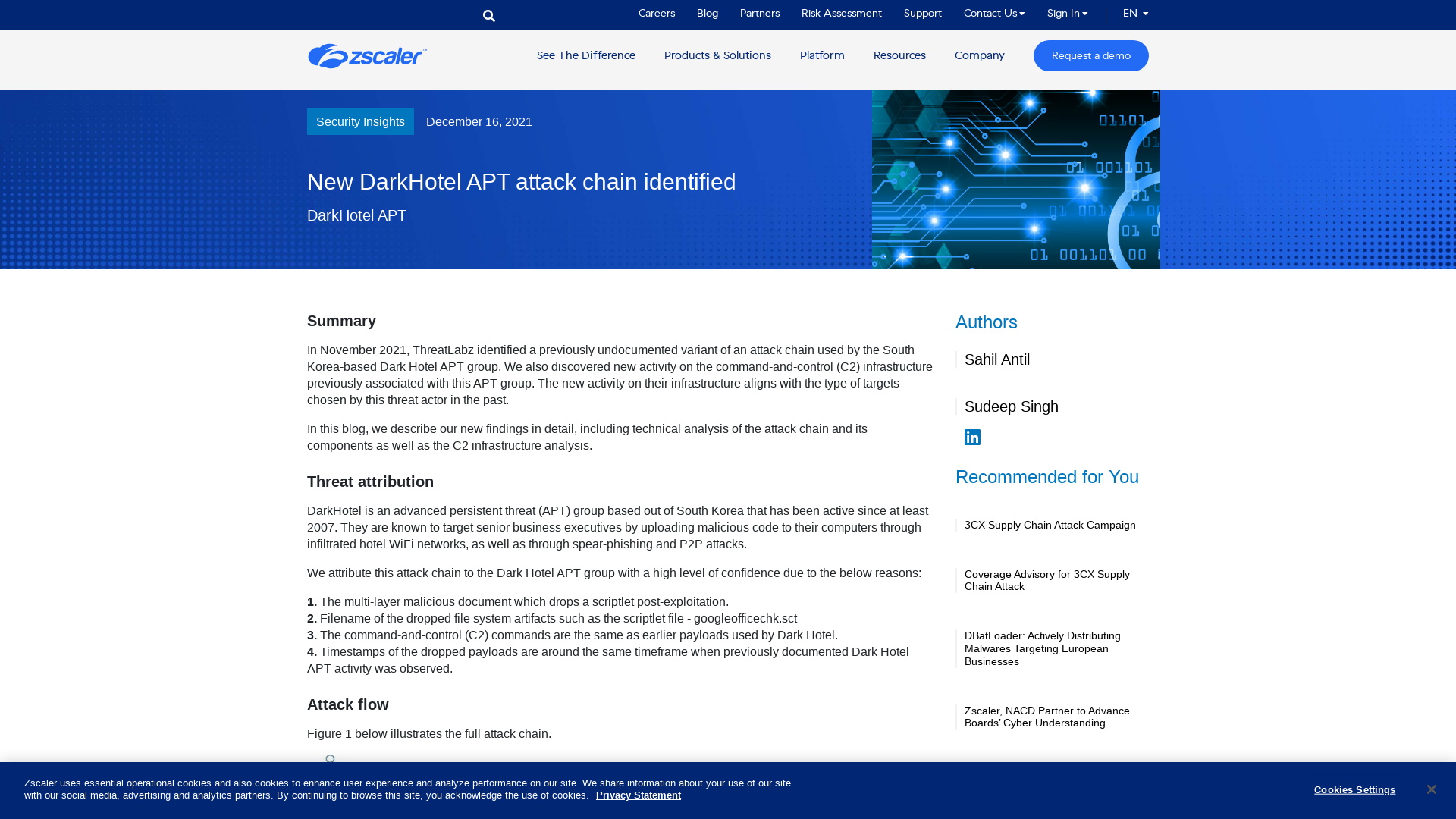 New DarkHotel APT attack chain identified | Zscaler