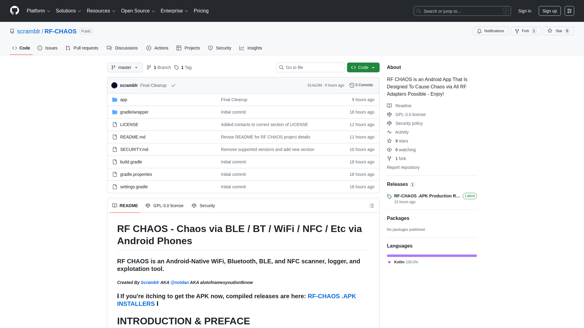 GitHub - scramblr/RF-CHAOS: RF CHAOS is an Android App That Is Designed To Cause Chaos via All RF Adapters Possible - Enjoy!