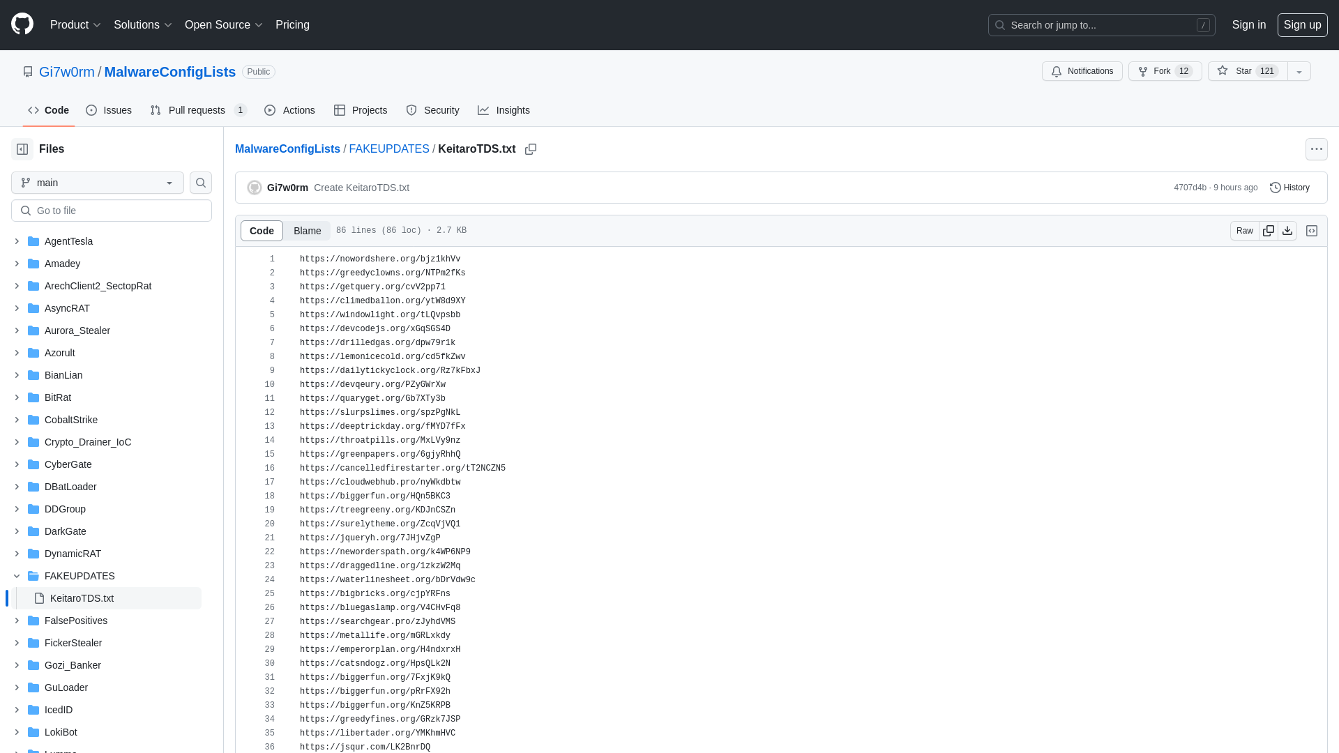 MalwareConfigLists/FAKEUPDATES/KeitaroTDS.txt at main · Gi7w0rm/MalwareConfigLists · GitHub