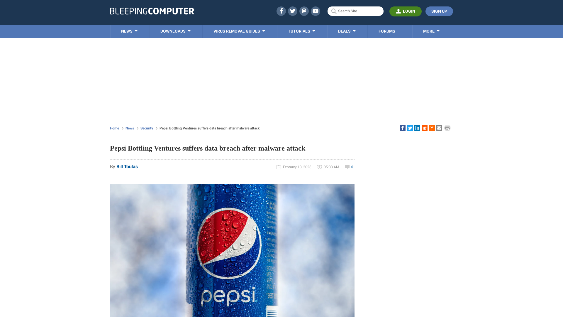 Pepsi Bottling Ventures suffers data breach after malware attack