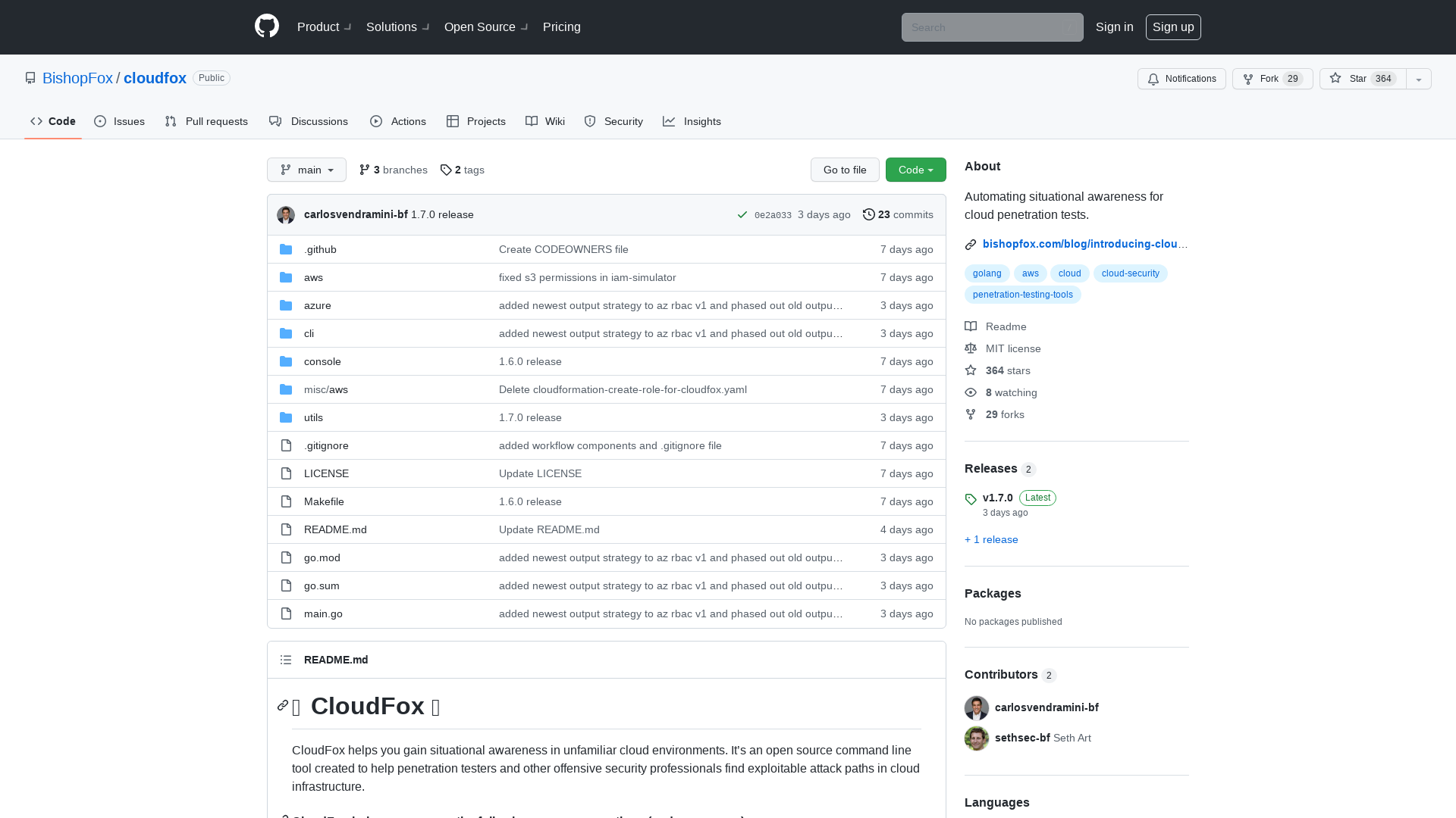 GitHub - BishopFox/cloudfox: Automating situational awareness for cloud penetration tests.