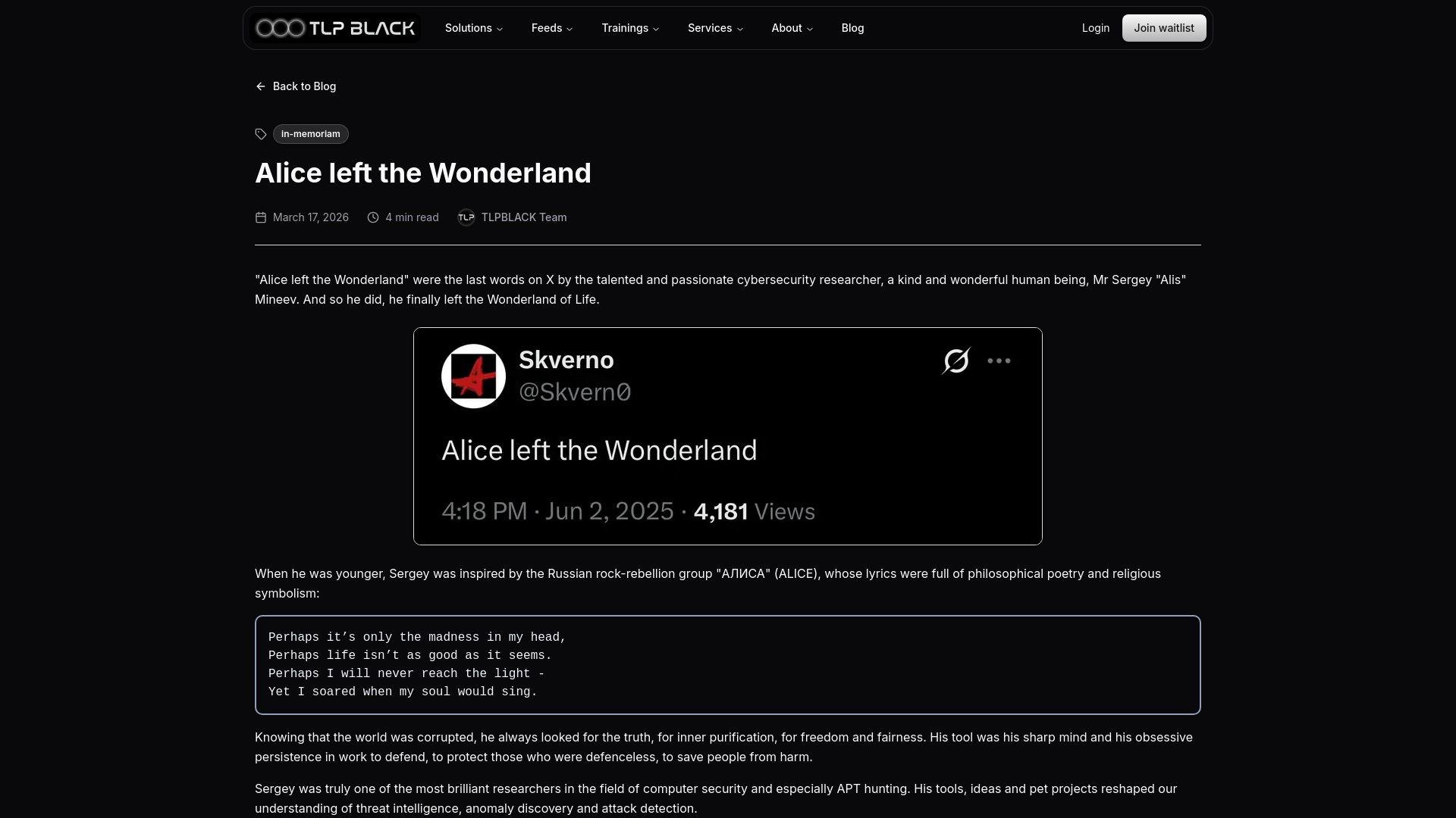 Alice left the Wonderland - TLPBLACK