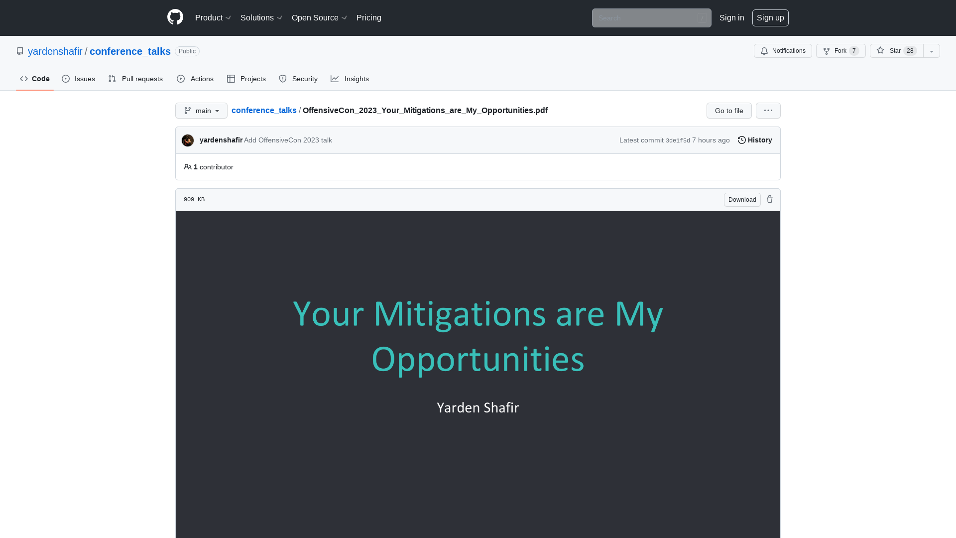 conference_talks/OffensiveCon_2023_Your_Mitigations_are_My_Opportunities.pdf at main · yardenshafir/conference_talks · GitHub