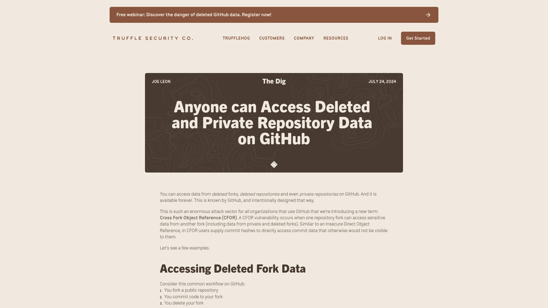 Anyone can Access Deleted and Private Repository Data on GitHub ◆ Truffle Security Co.