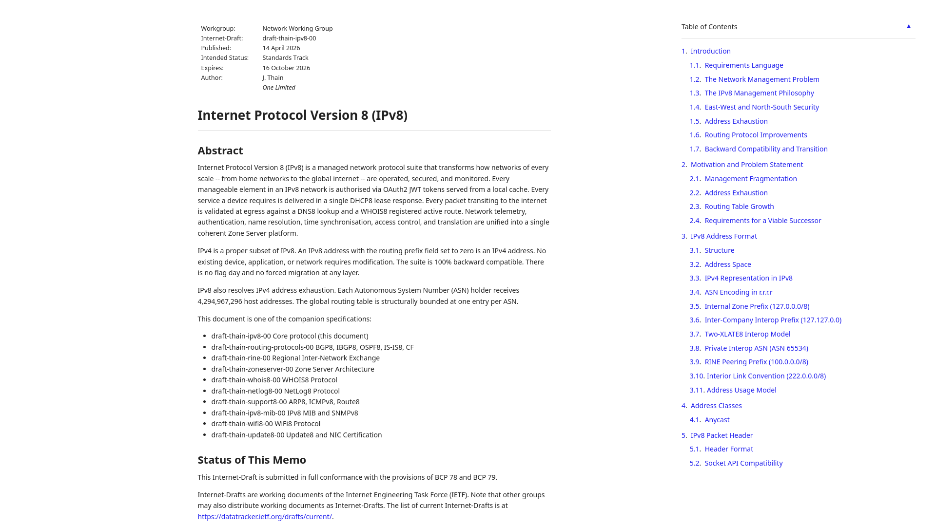Internet Protocol Version 8 (IPv8)