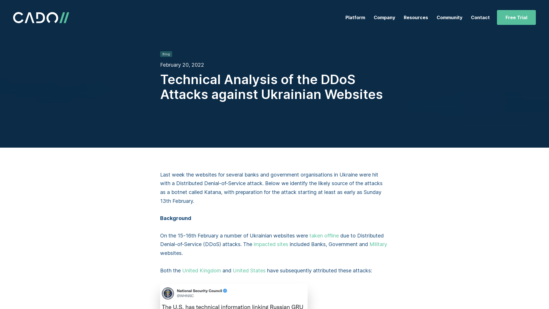 Technical Analysis of the DDoS Attacks against Ukrainian Websites - Cado Security | Cloud Investigation