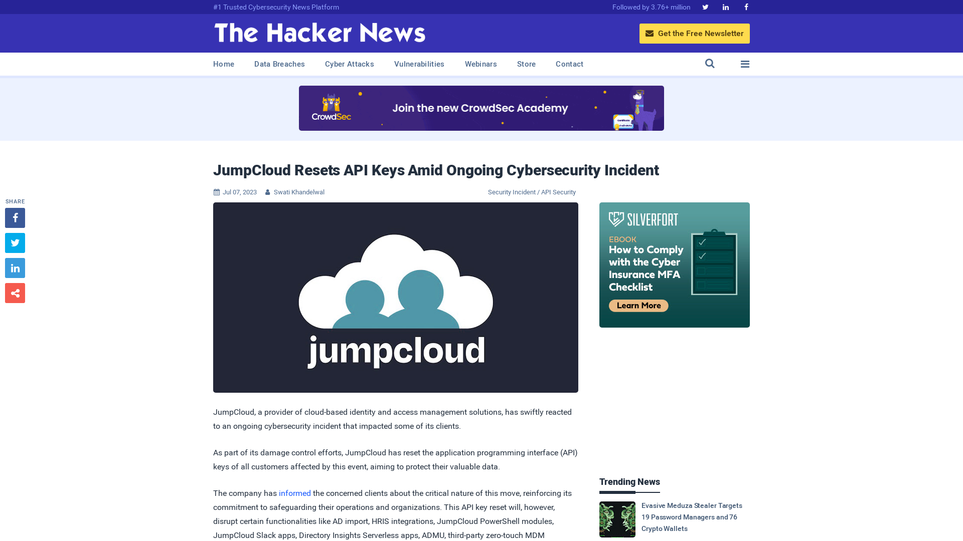 JumpCloud Resets API Keys Amid Ongoing Cybersecurity Incident