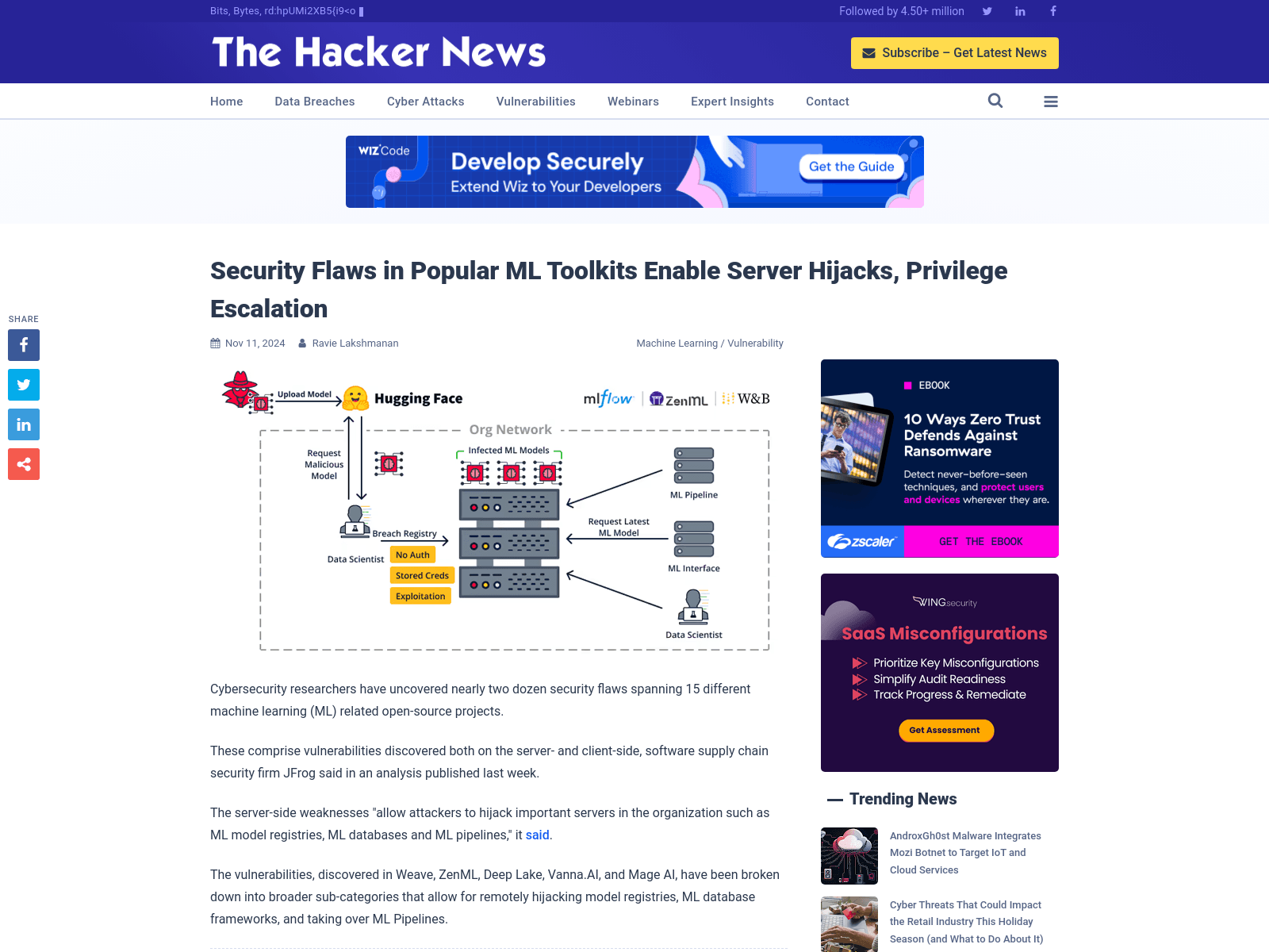 Security Flaws in Popular ML Toolkits Enable Server Hijacks, Privilege Escalation