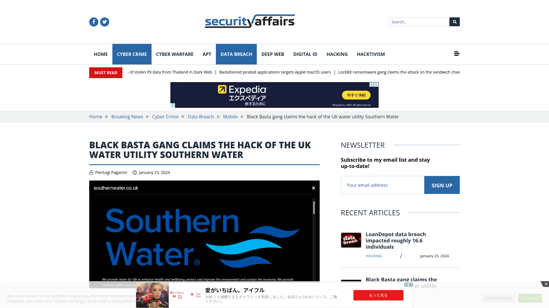 Black Basta gang claims the hack of the UK water utility Southern Water - Security Affairs