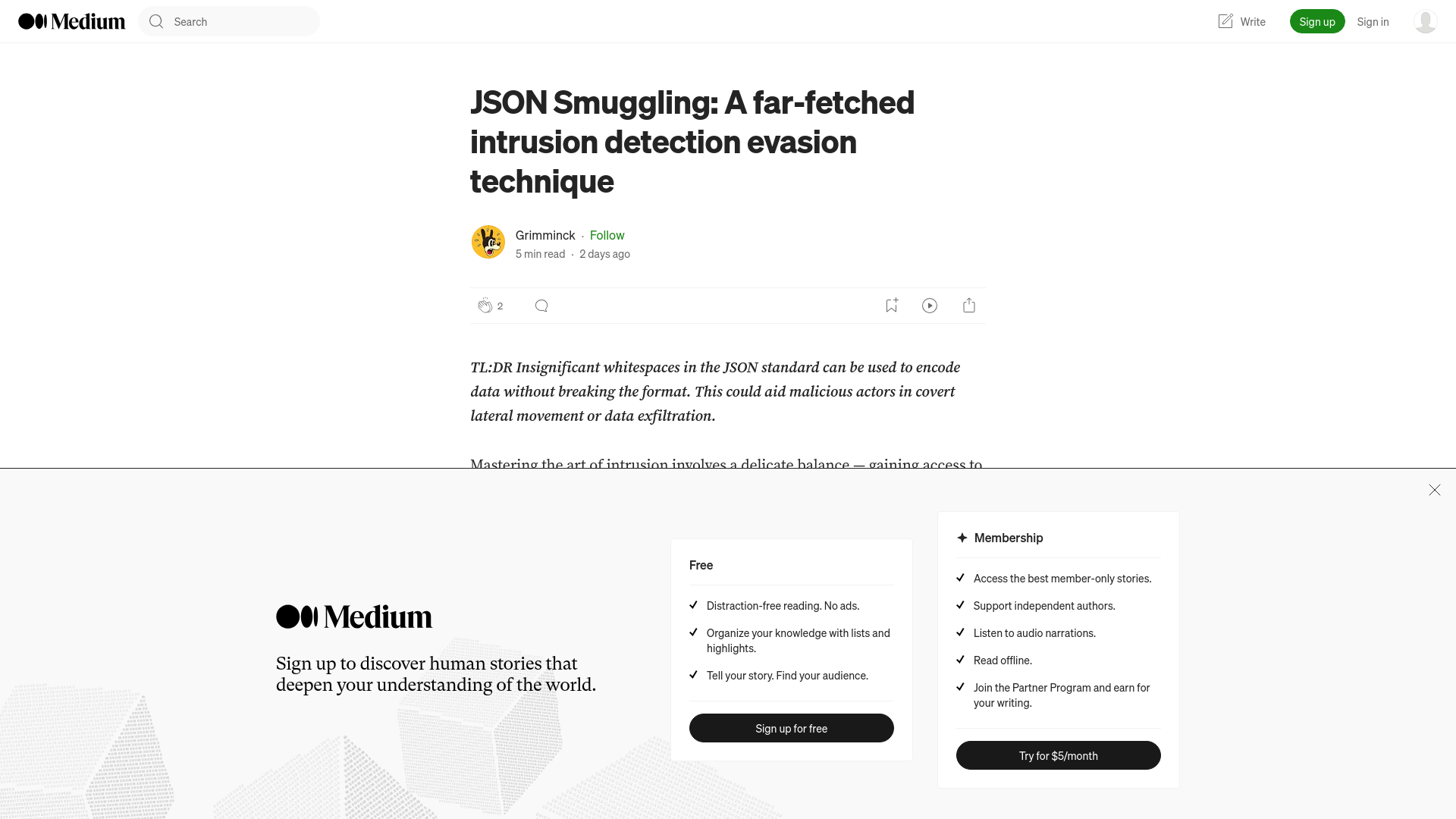 JSON Smuggling: A far-fetched intrusion detection evasion technique | by Grimminck | Feb, 2024 | Medium