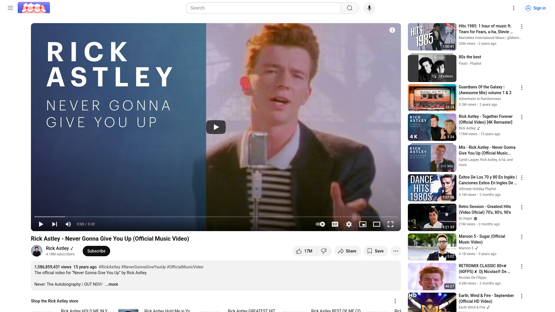 Rick Astley - Never Gonna Give You Up (Official Music Video) - YouTube