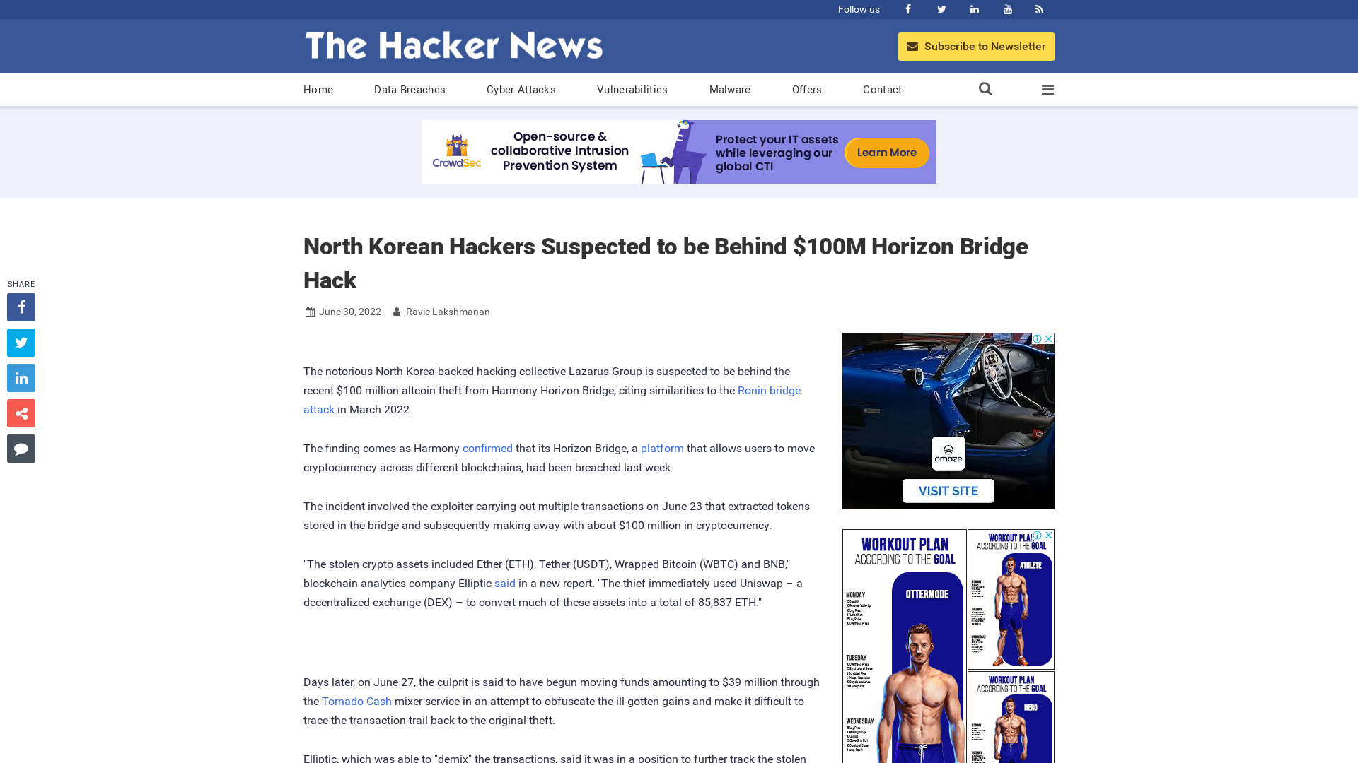 North Korean Hackers Suspected to be Behind $100M Horizon Bridge Hack
