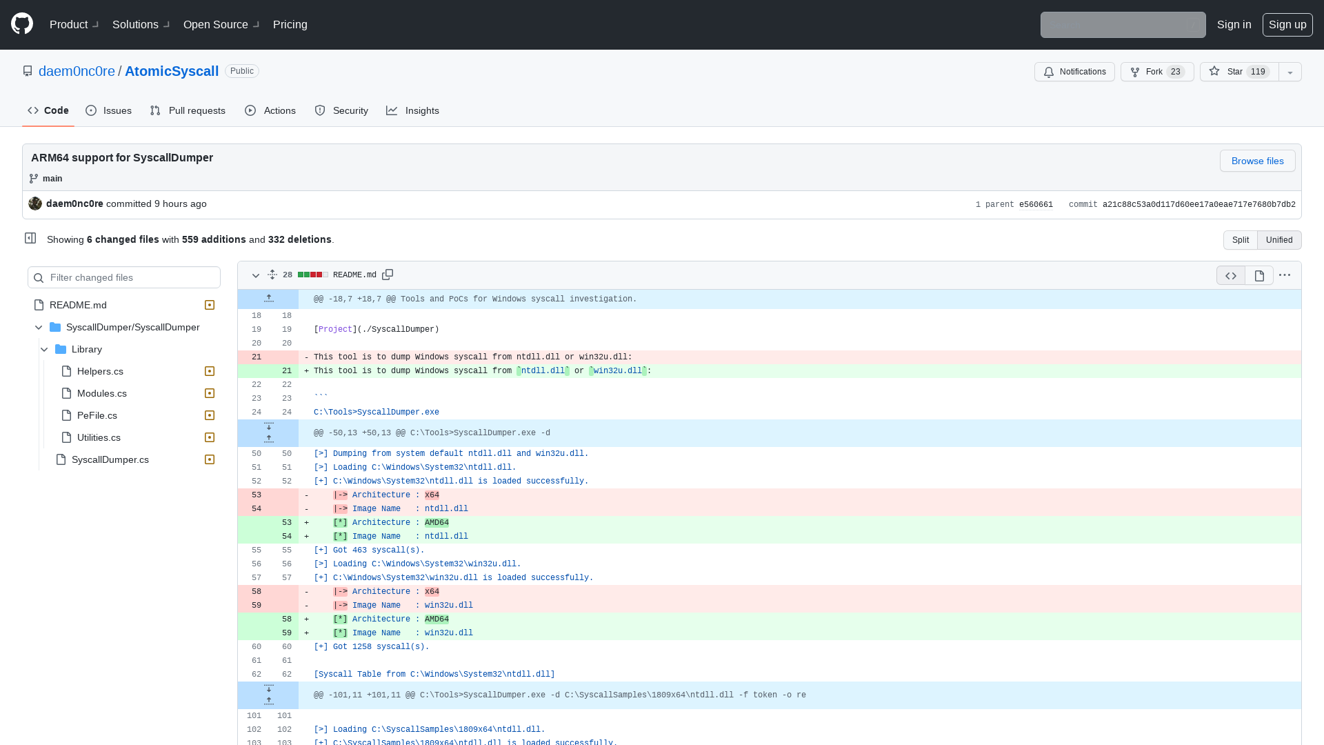 ARM64 support for SyscallDumper · daem0nc0re/AtomicSyscall@a21c88c · GitHub