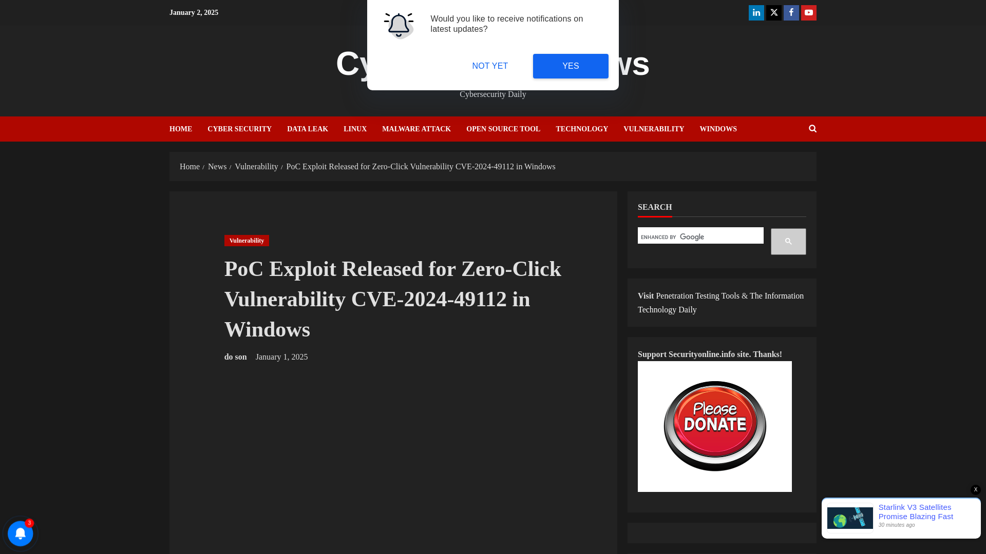 PoC Exploit Released for Zero-Click Vulnerability CVE-2024-49112 in Windows