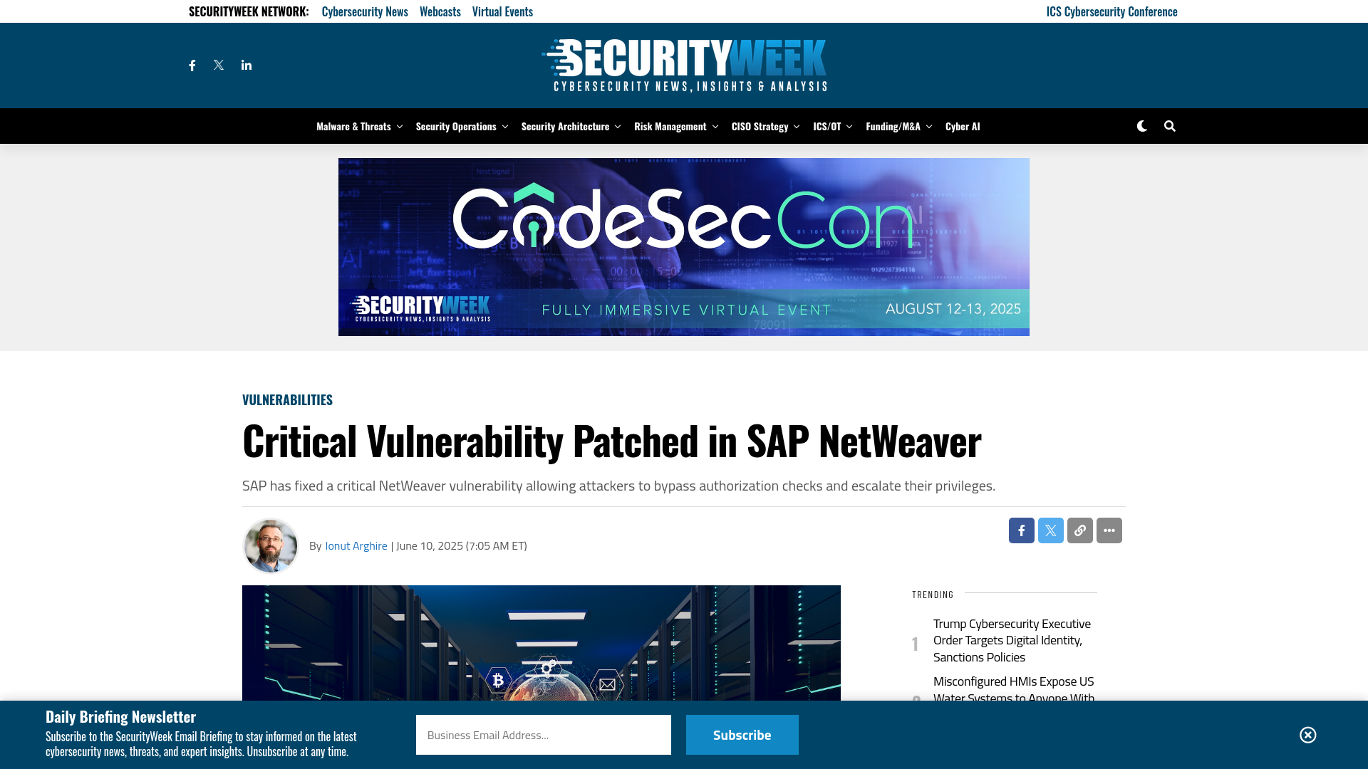 Critical Vulnerability Patched in SAP NetWeaver - SecurityWeek