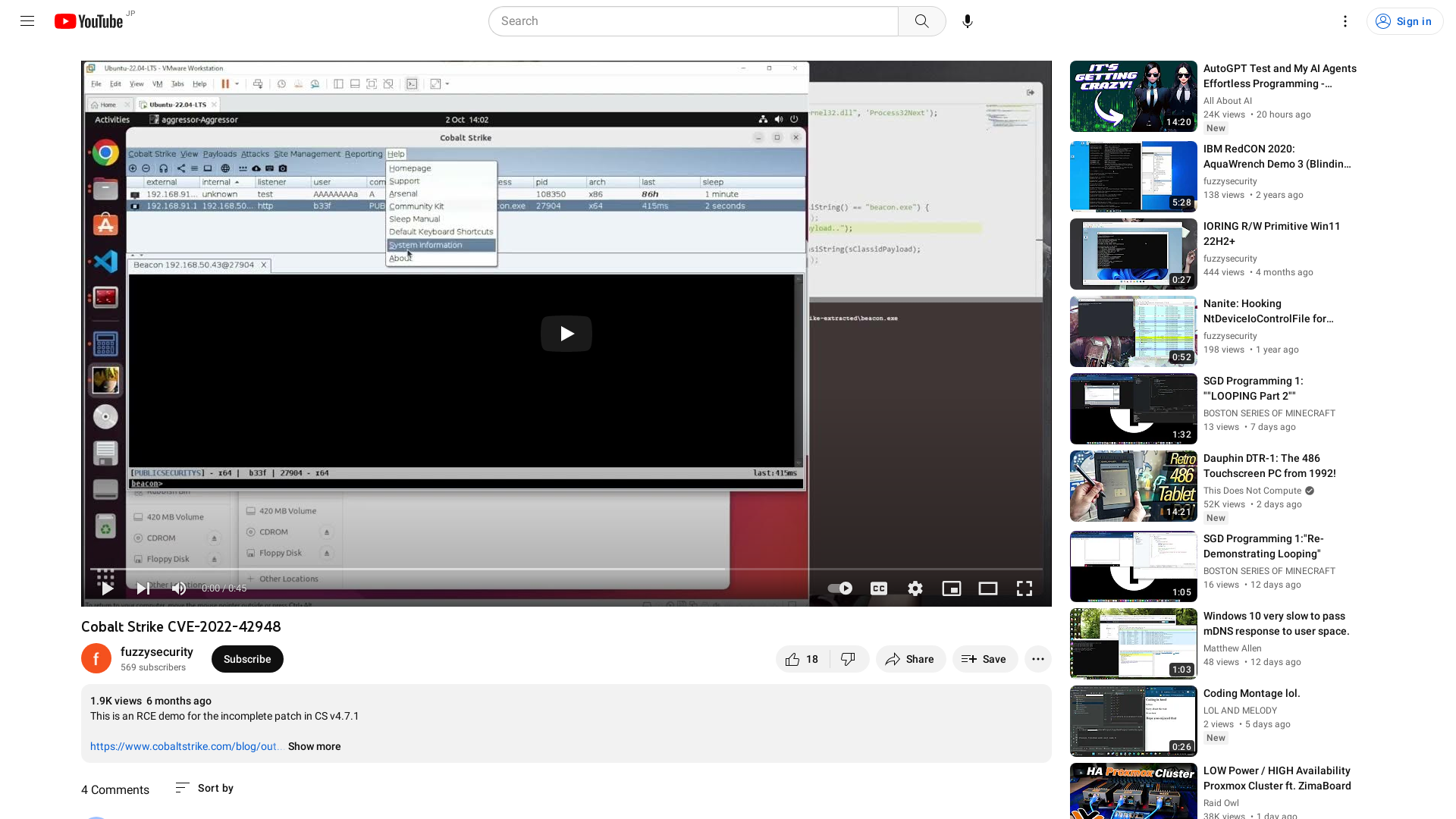 Cobalt Strike CVE-2022-42948 - YouTube