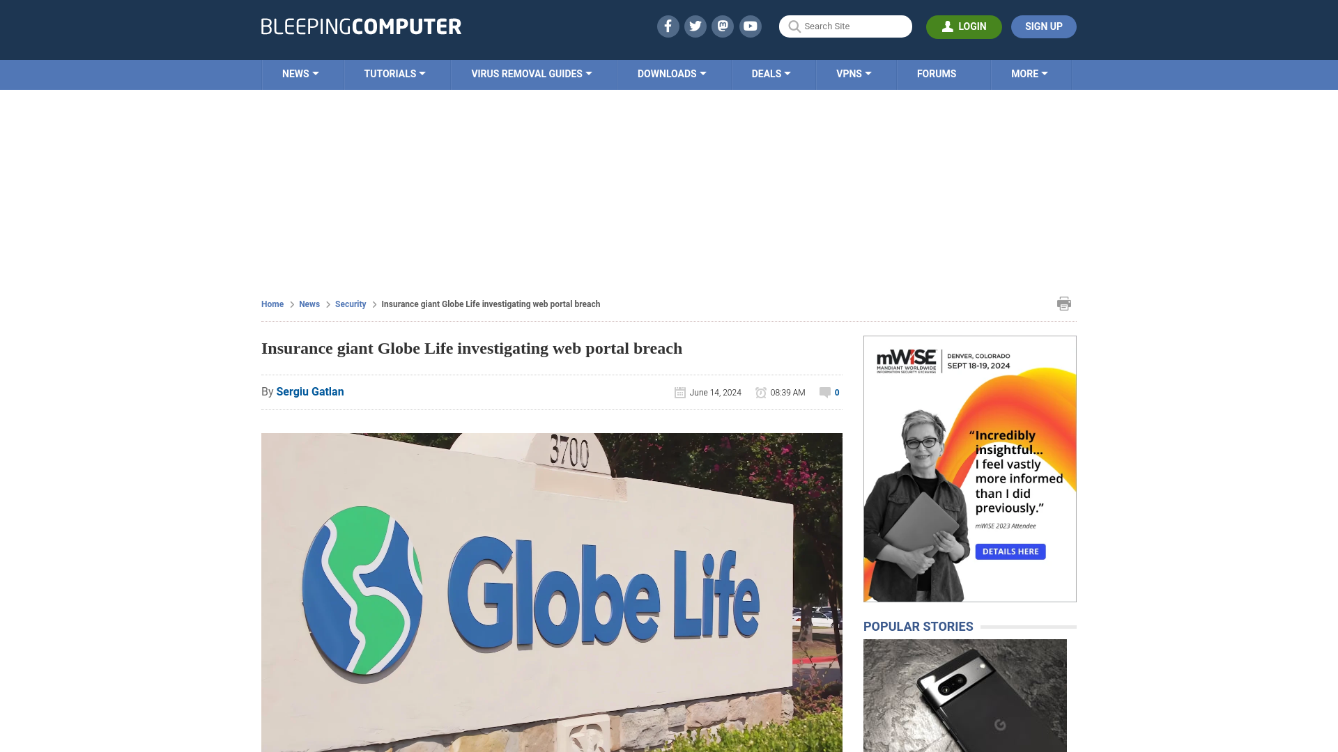 Insurance giant Globe Life investigating web portal breach