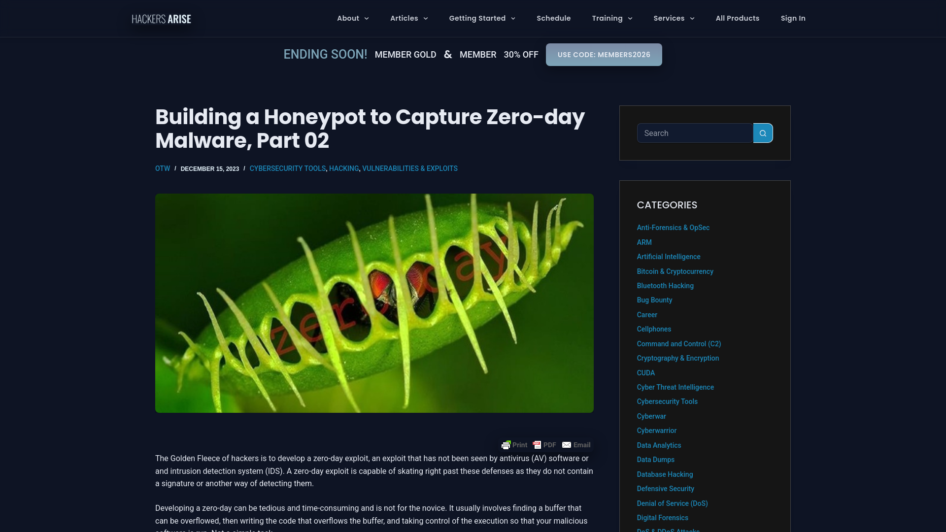 Building a Honeypot to Capture Zero-day Malware, Part 02 – Hackers Arise