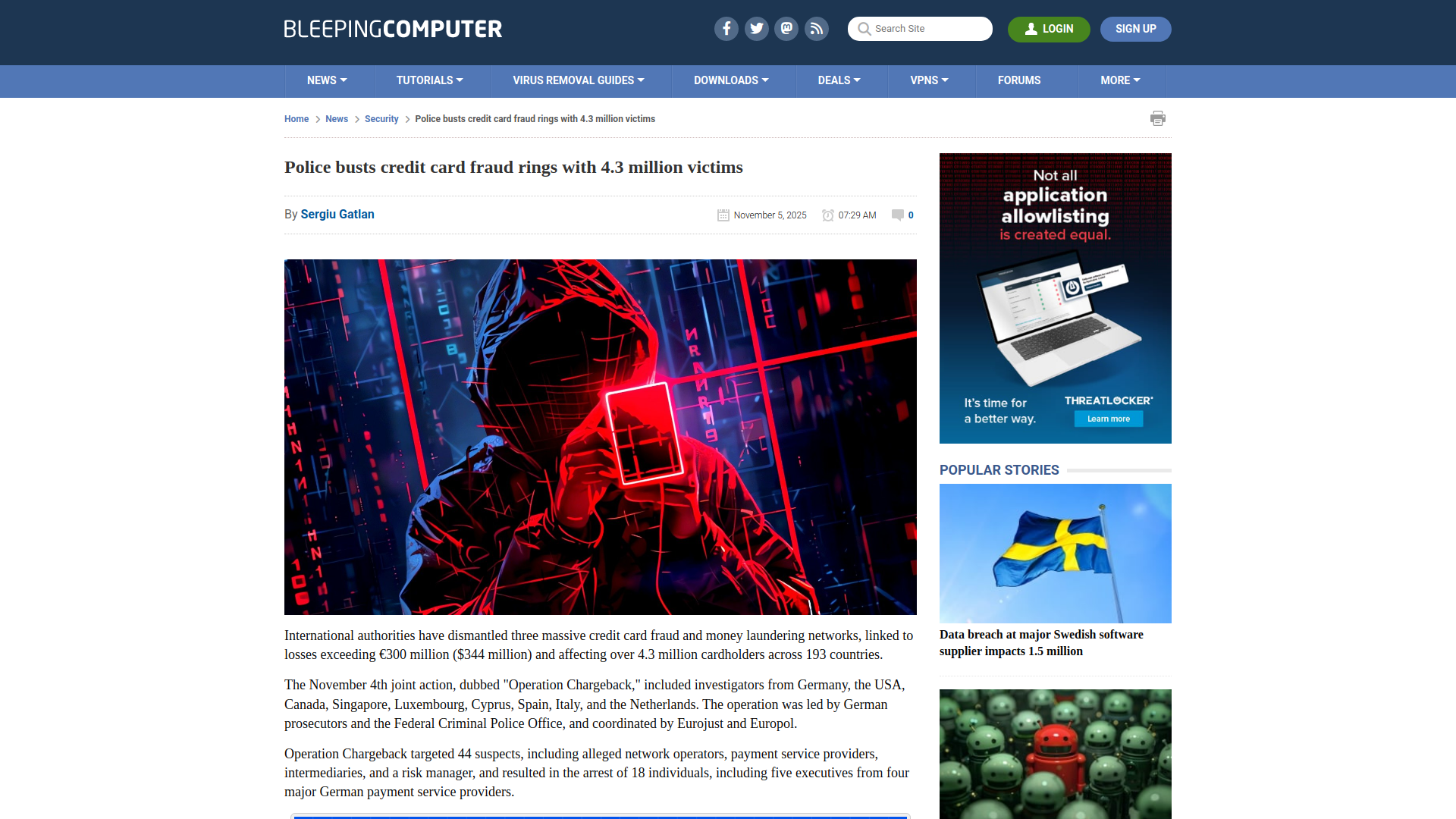 Police busts credit card fraud rings with 4.3 million victims