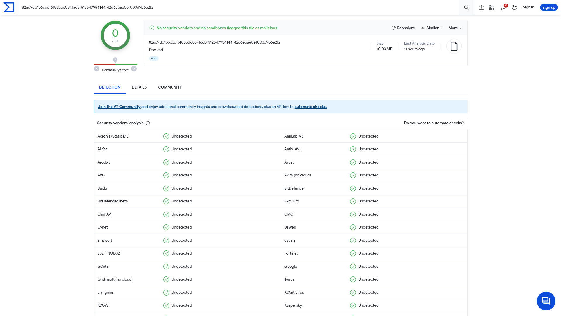 VirusTotal - File - 82ad9db1b6ccdf6f85bdc034fad8f512547954144f42d6ebae0ef003d9b6e2f2