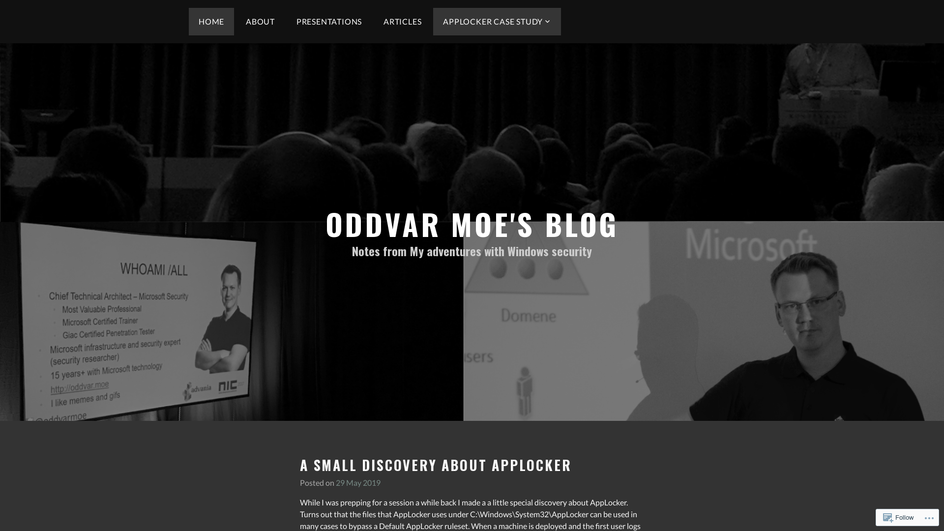 Oddvar Moe's Blog – Notes from My adventures with Windows security