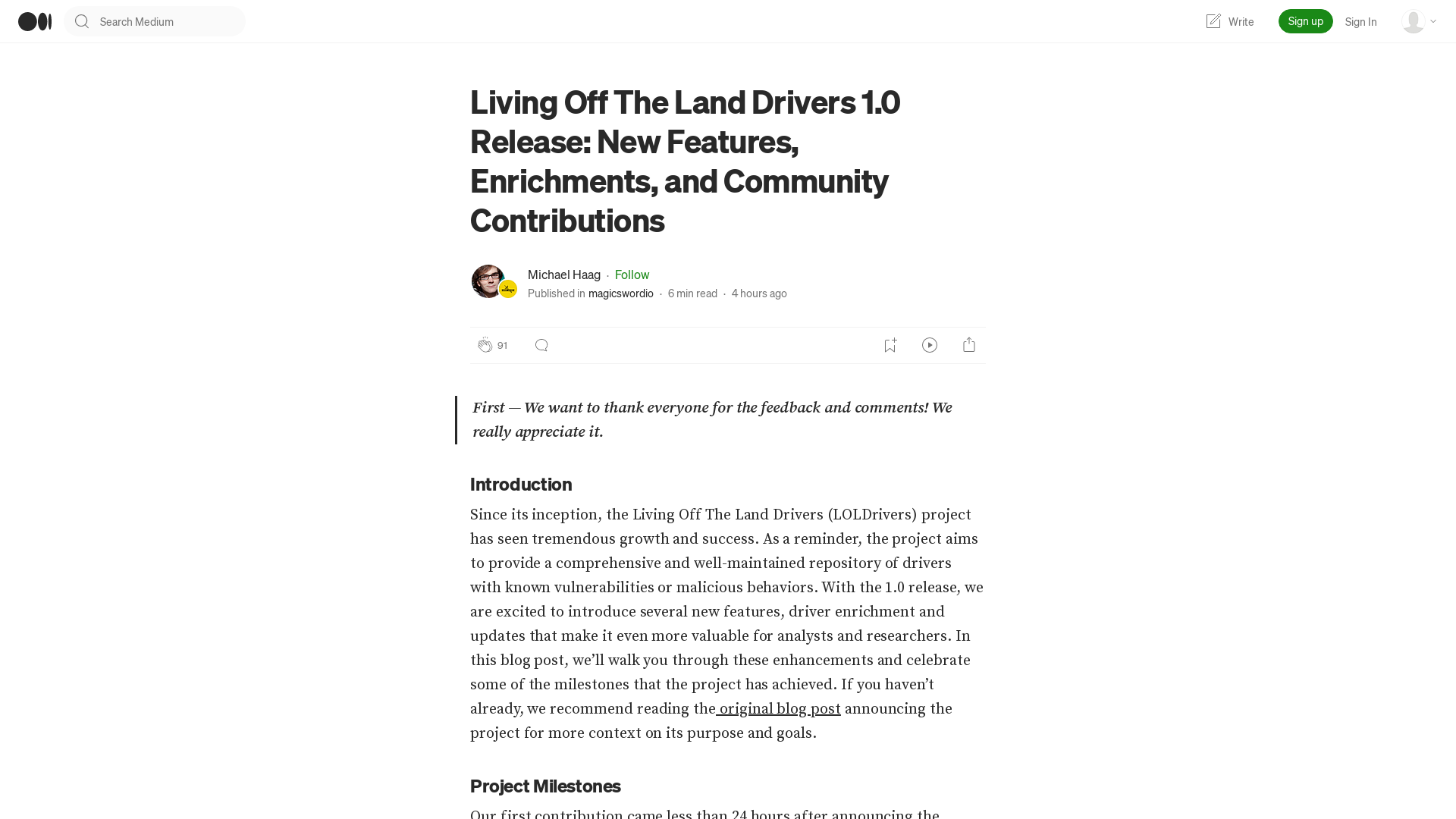 Living Off The Land Drivers 1.0 Release: New Features, Enrichments, and Community Contributions | by Michael Haag | magicswordio | May, 2023 | Medium