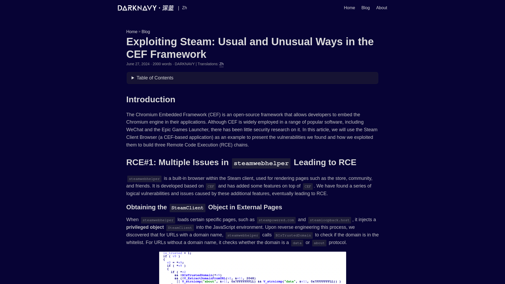 Exploiting Steam: Usual and Unusual Ways in the CEF Framework | DARKNAVY