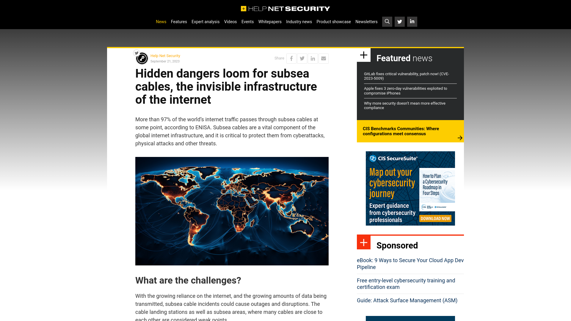 Hidden dangers loom for subsea cables, the invisible infrastructure of the internet - Help Net Security