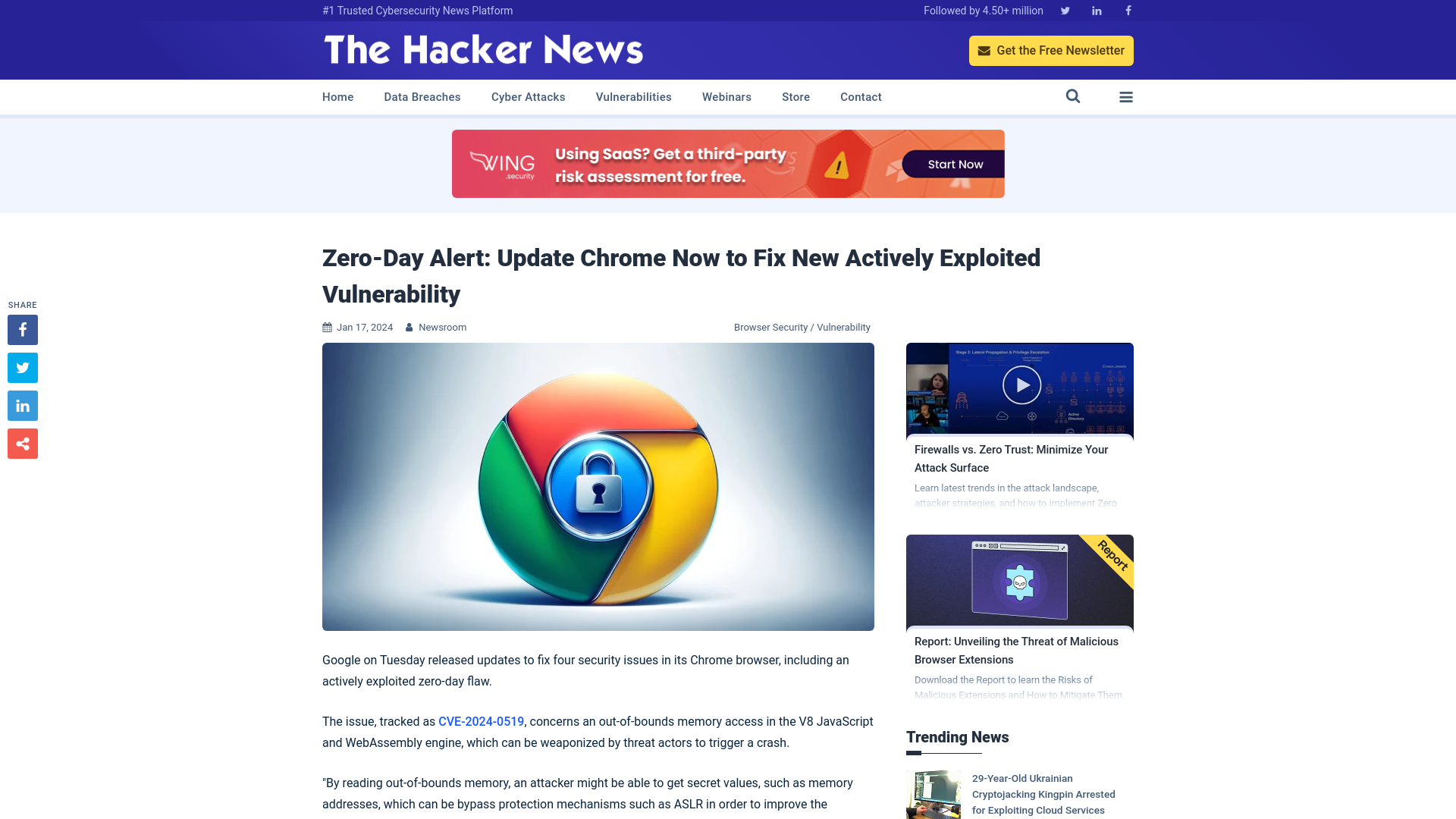 Zero-Day Alert: Update Chrome Now to Fix New Actively Exploited Vulnerability