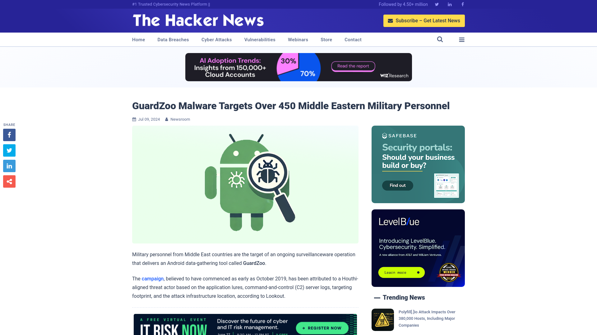 GuardZoo Malware Targets Over 450 Middle Eastern Military Personnel