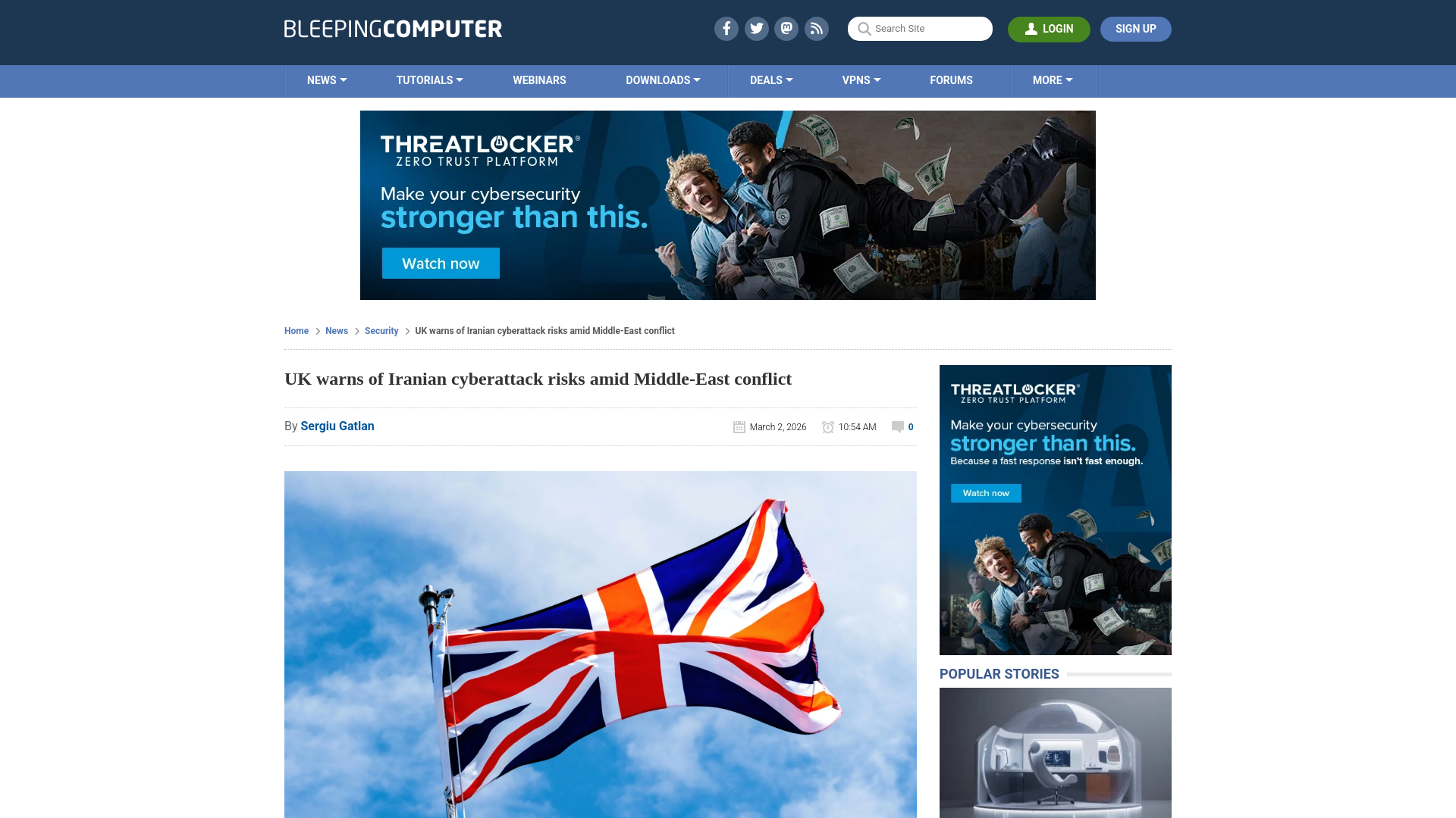 UK warns of Iranian cyberattack risks amid Middle-East conflict