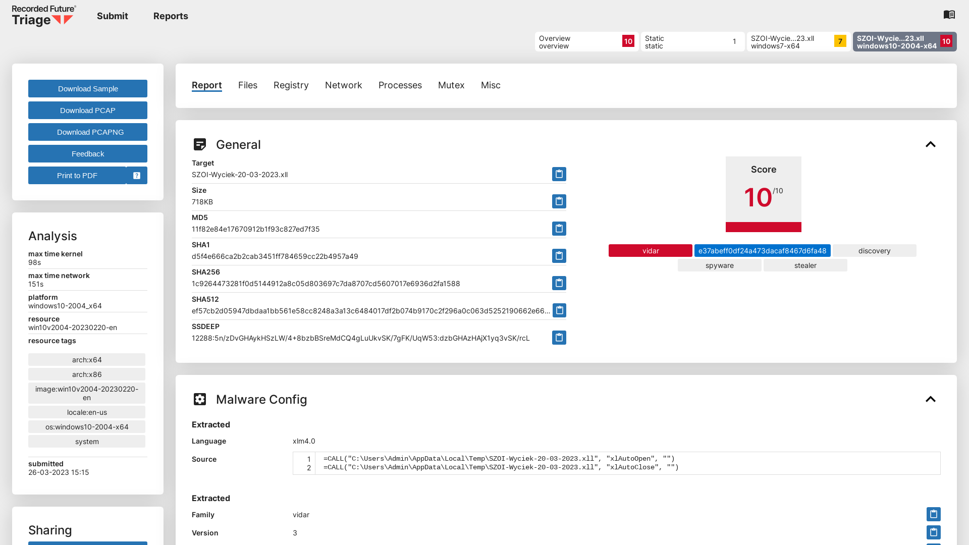 Triage | Behavioral Report