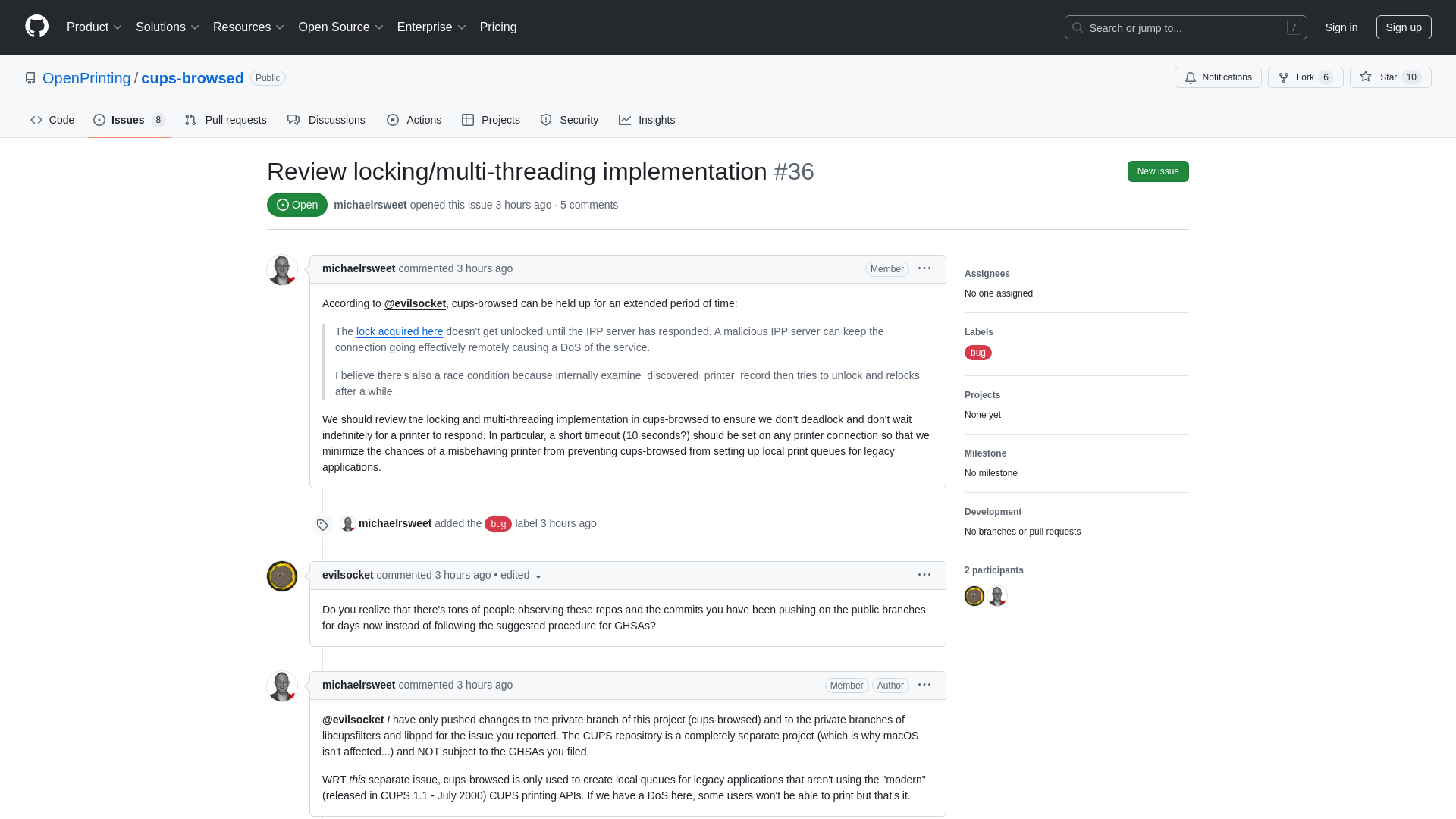 Review locking/multi-threading implementation · Issue #36 · OpenPrinting/cups-browsed · GitHub