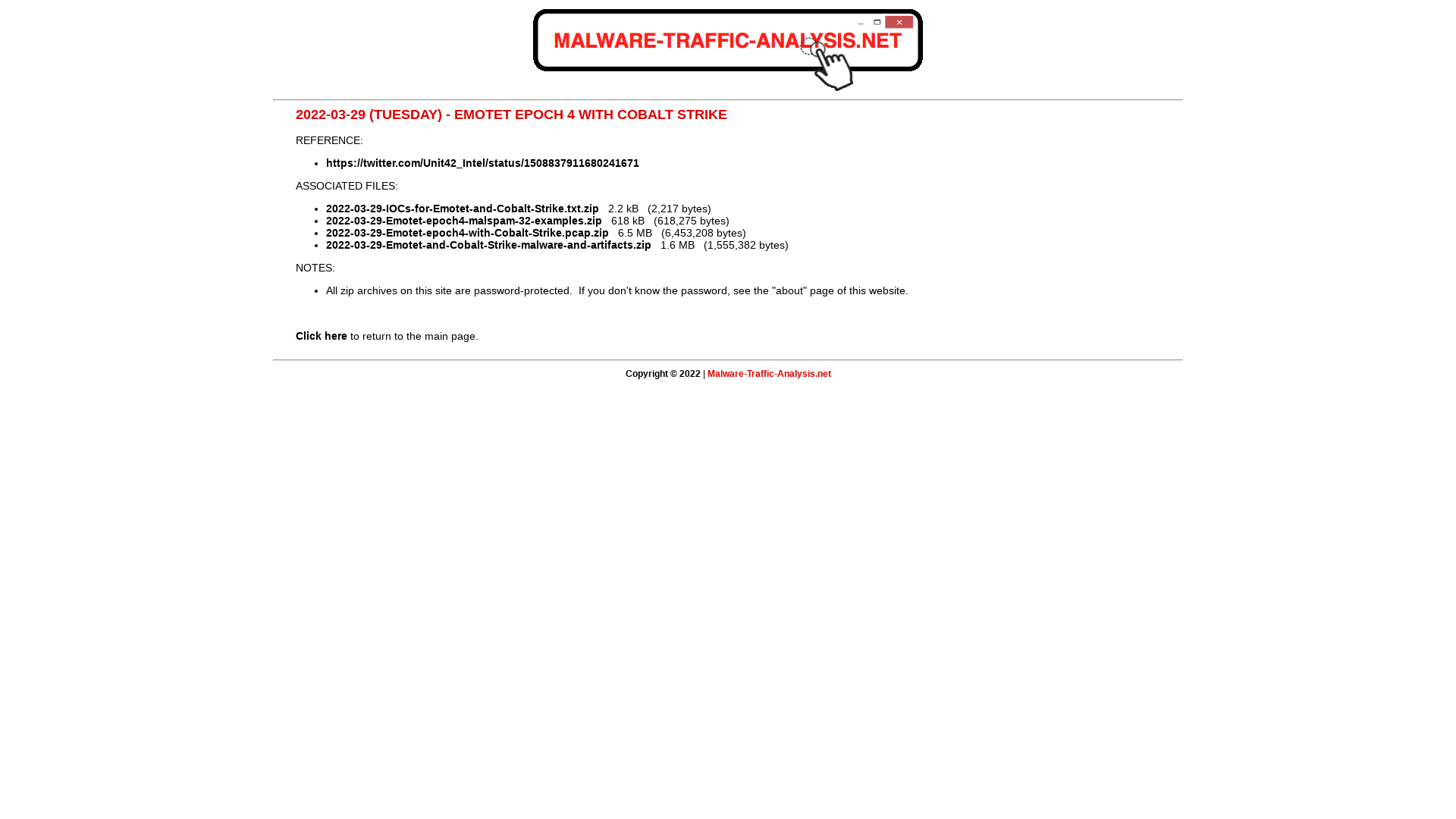 Malware-Traffic-Analysis.net - 2022-03-29 (Tuesday) - Emotet epoch 4 with Cobalt Strike