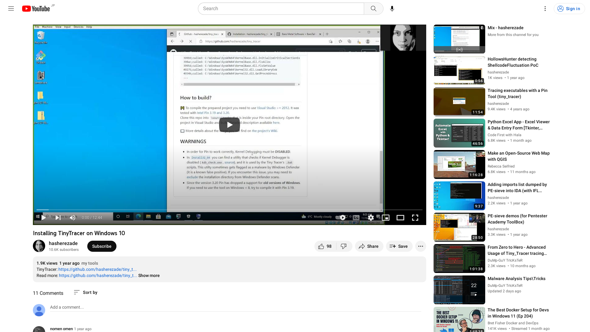 Installing TinyTracer on Windows 10 - YouTube