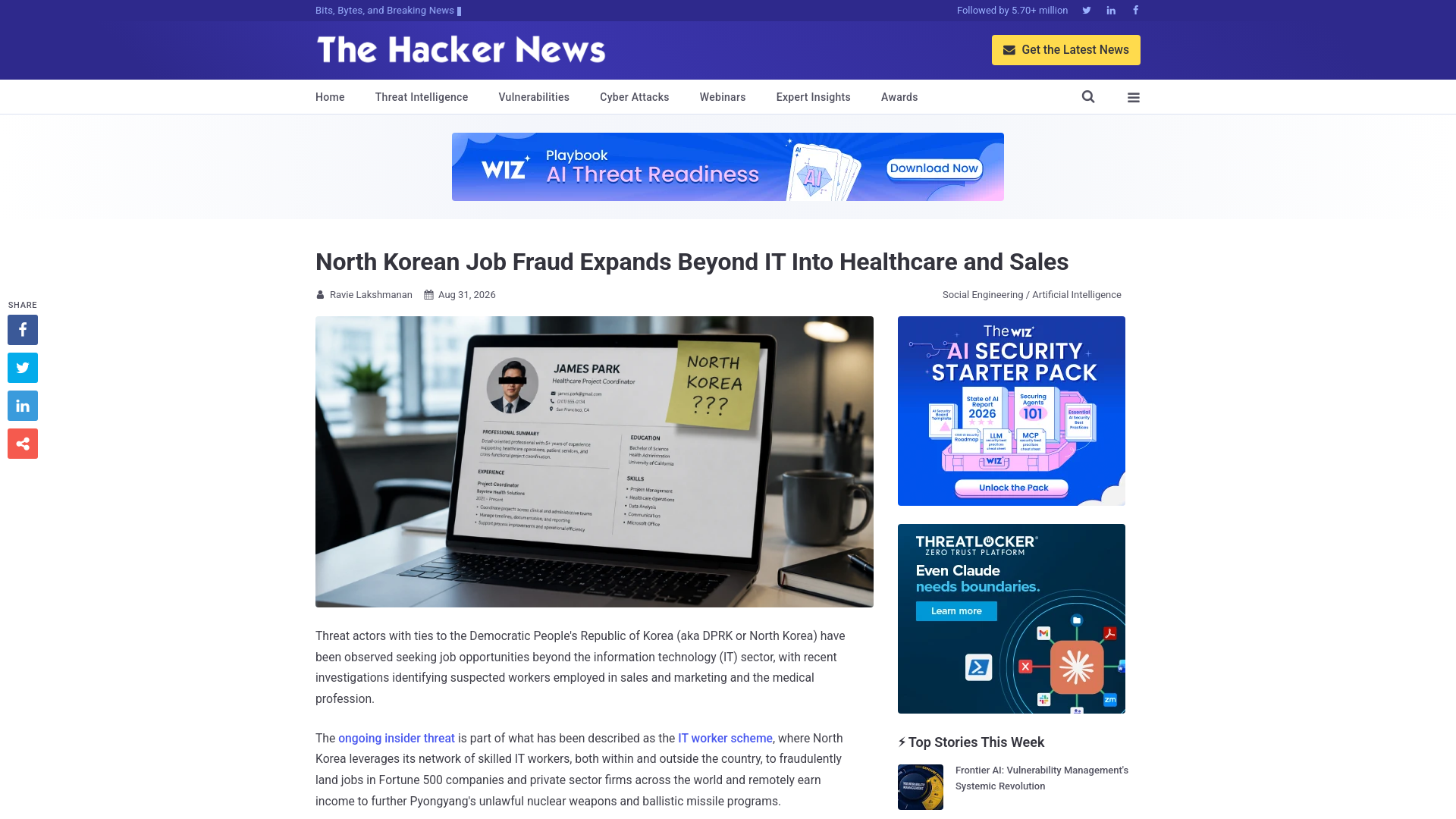 North Korean Job Fraud Expands Beyond IT Into Healthcare and Sales